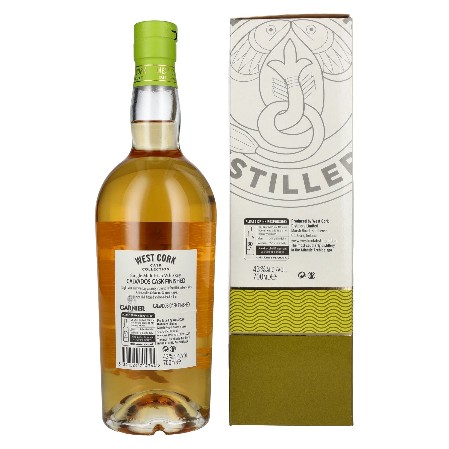 West Cork Single Malt Irish Whiskey CALVADOS CASK FINISHED 43% Vol. 0,7l in Geschenkbox