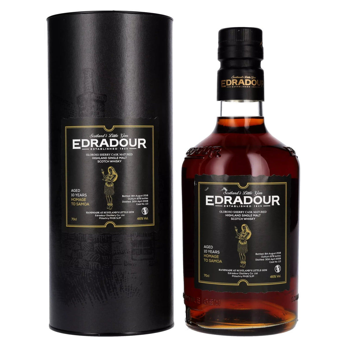 Edradour 10 Years Old HOMAGE TO SAMOA Highland Single Malt 46% Vol. 0.7l in Gift Box