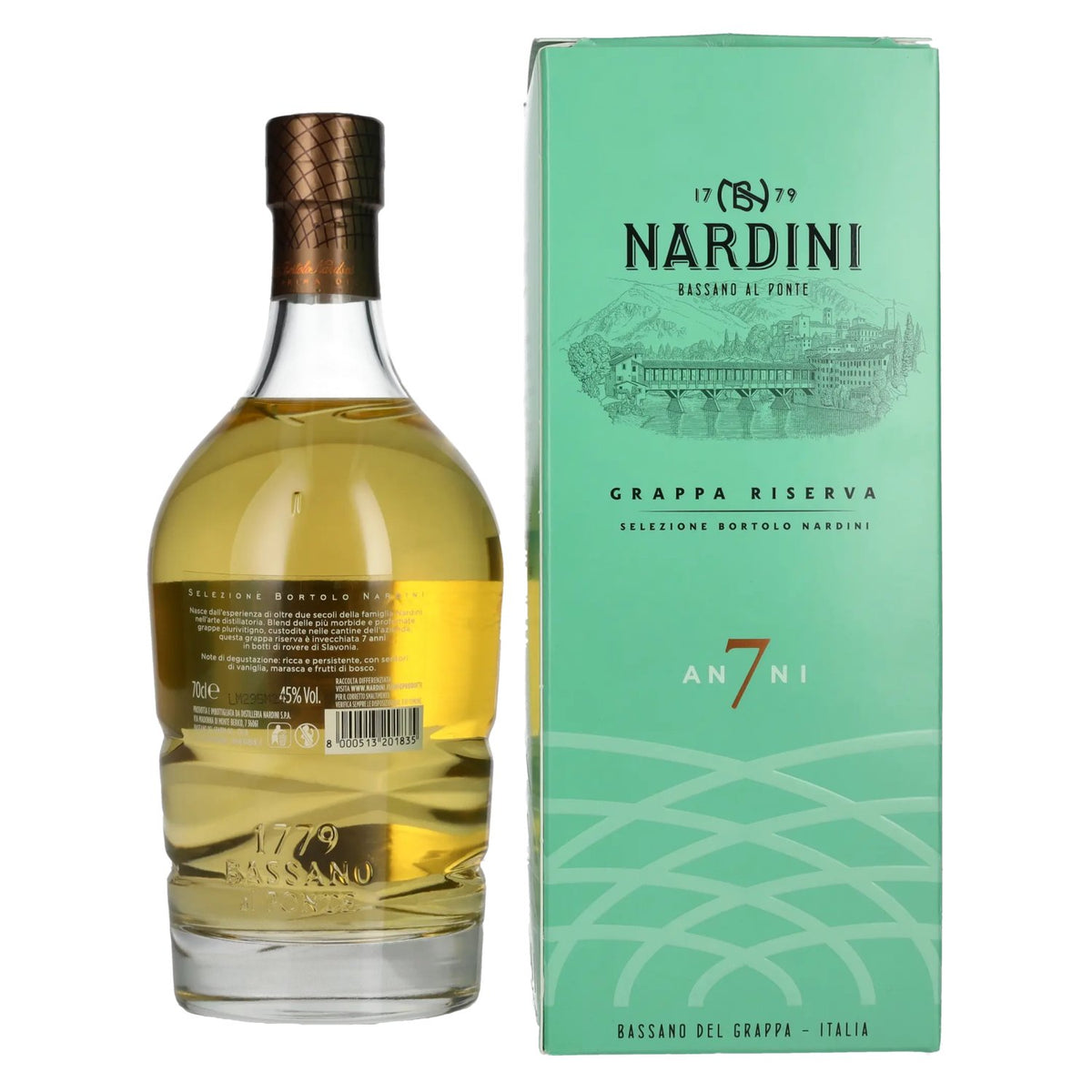 Nardini Grappa Riserva 7 ANNI 45% vol. 0.7 l in a gift box