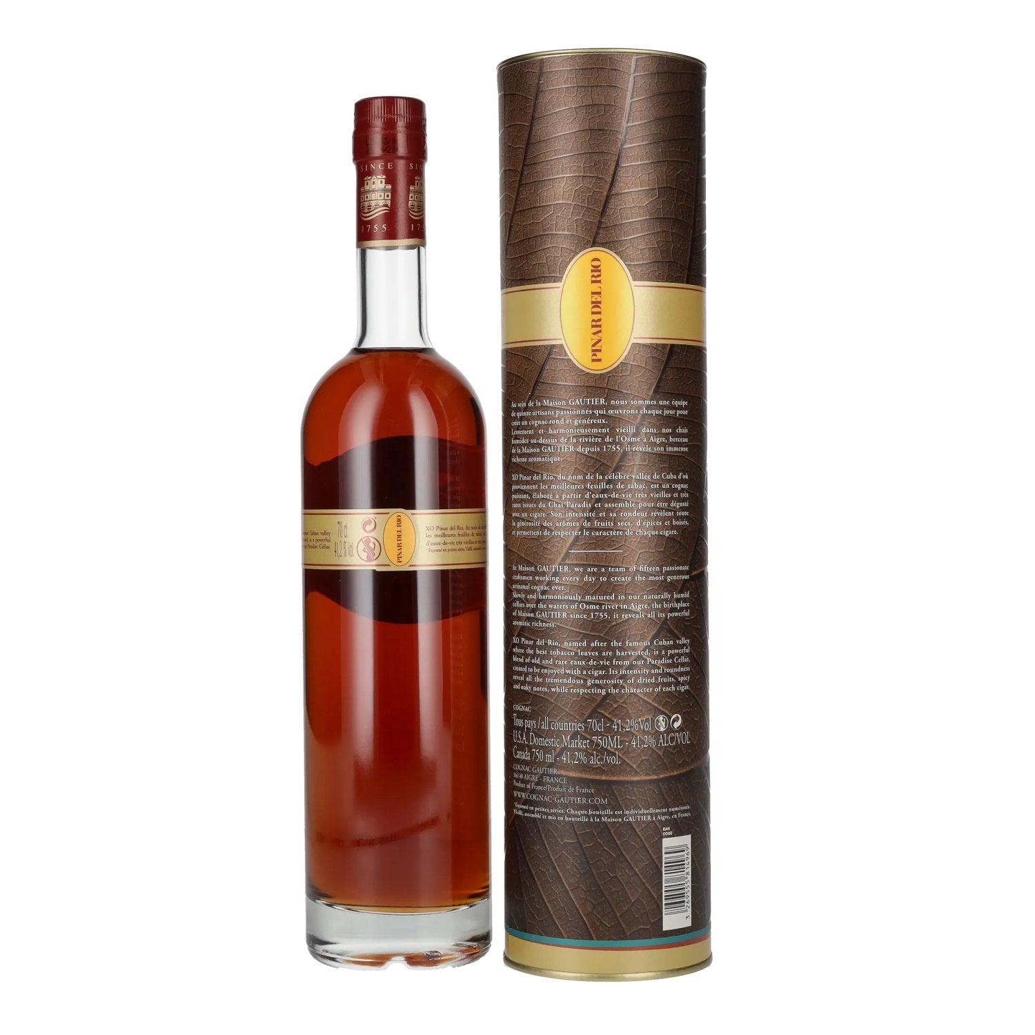 Gautier Cognac XO PINAR DEL RIO Exclusive Cigar Blend 41.2% Vol. 0.7l in gift box