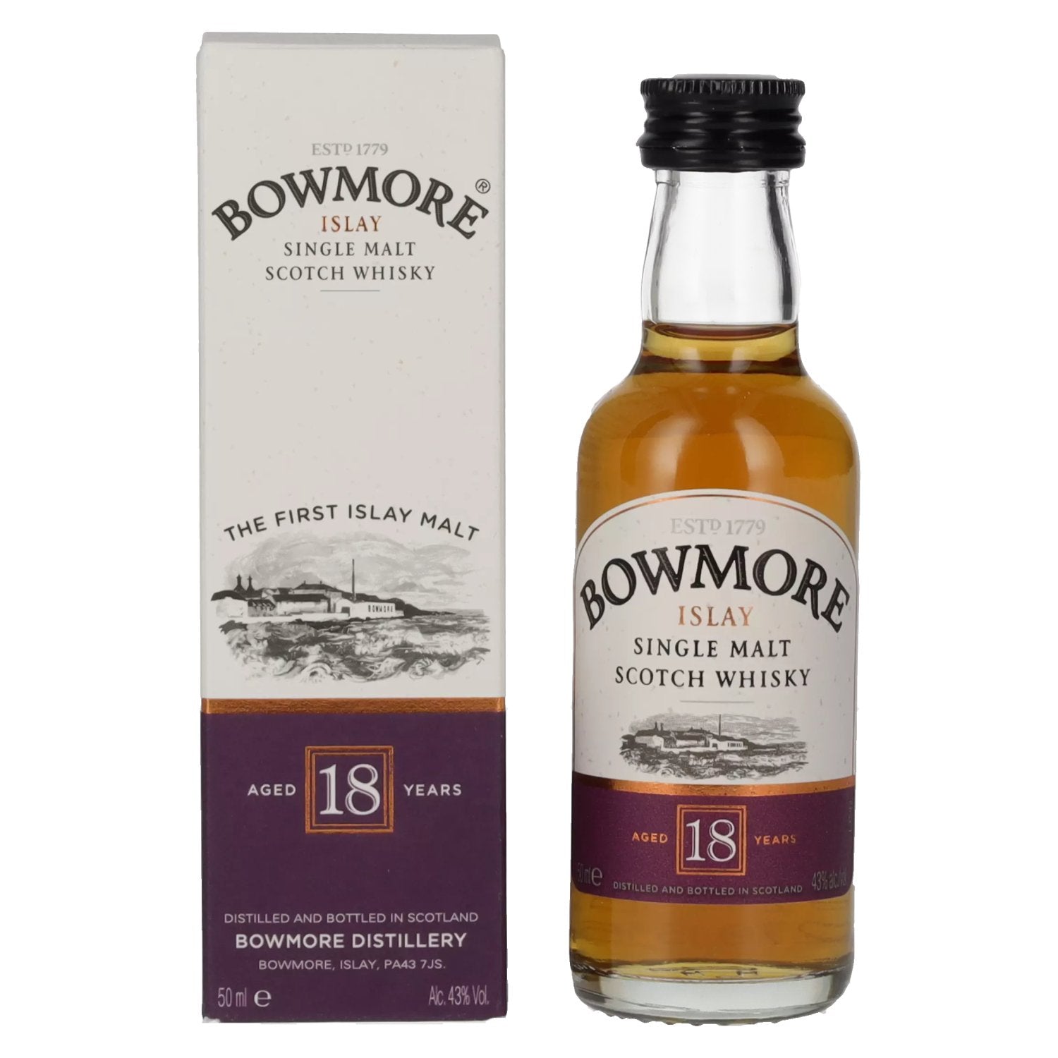 Bowmore 18 Years Old Islay Single Malt 43% Vol. 0.05l in Gift Box