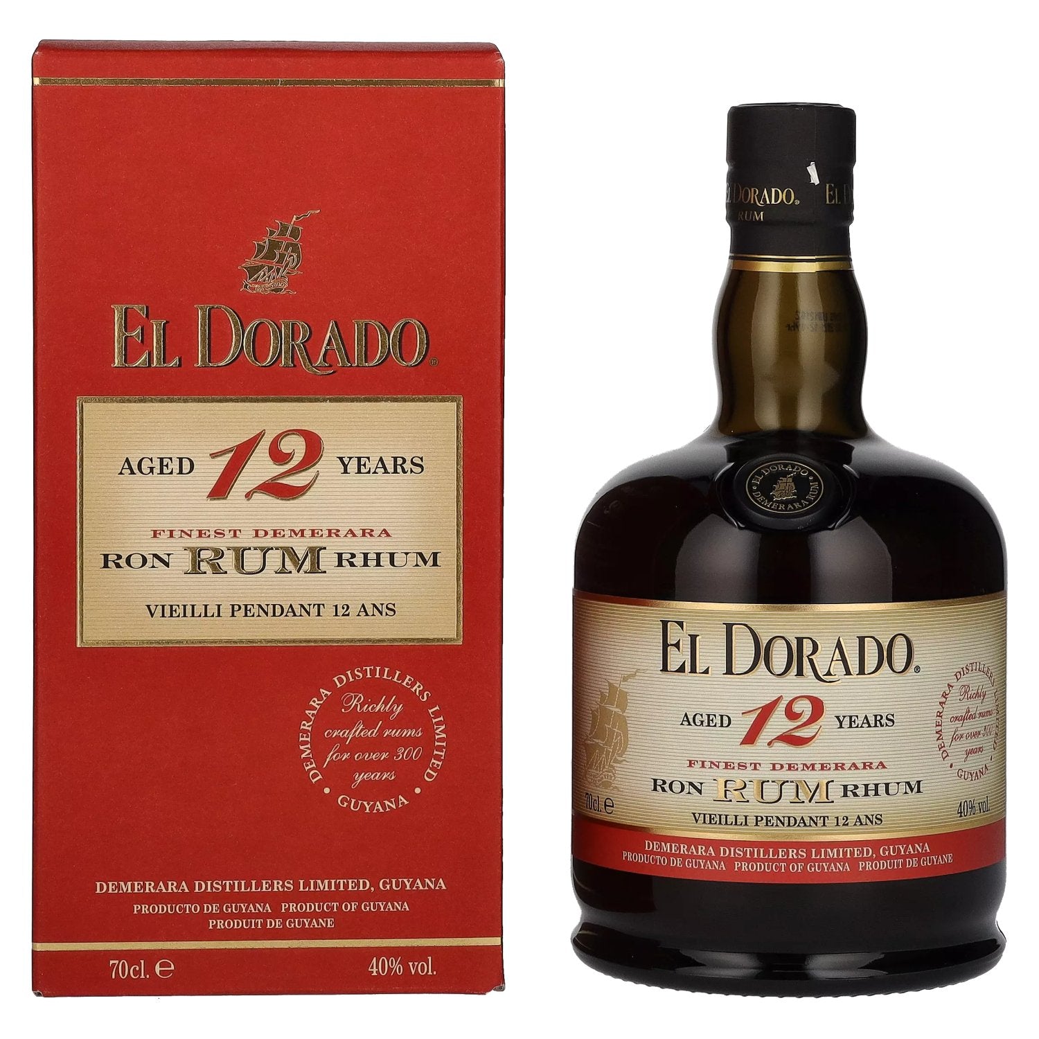 El Dorado 12 Years Old Finest Demerara Rum 40% Vol. 0.7l in Gift Box
