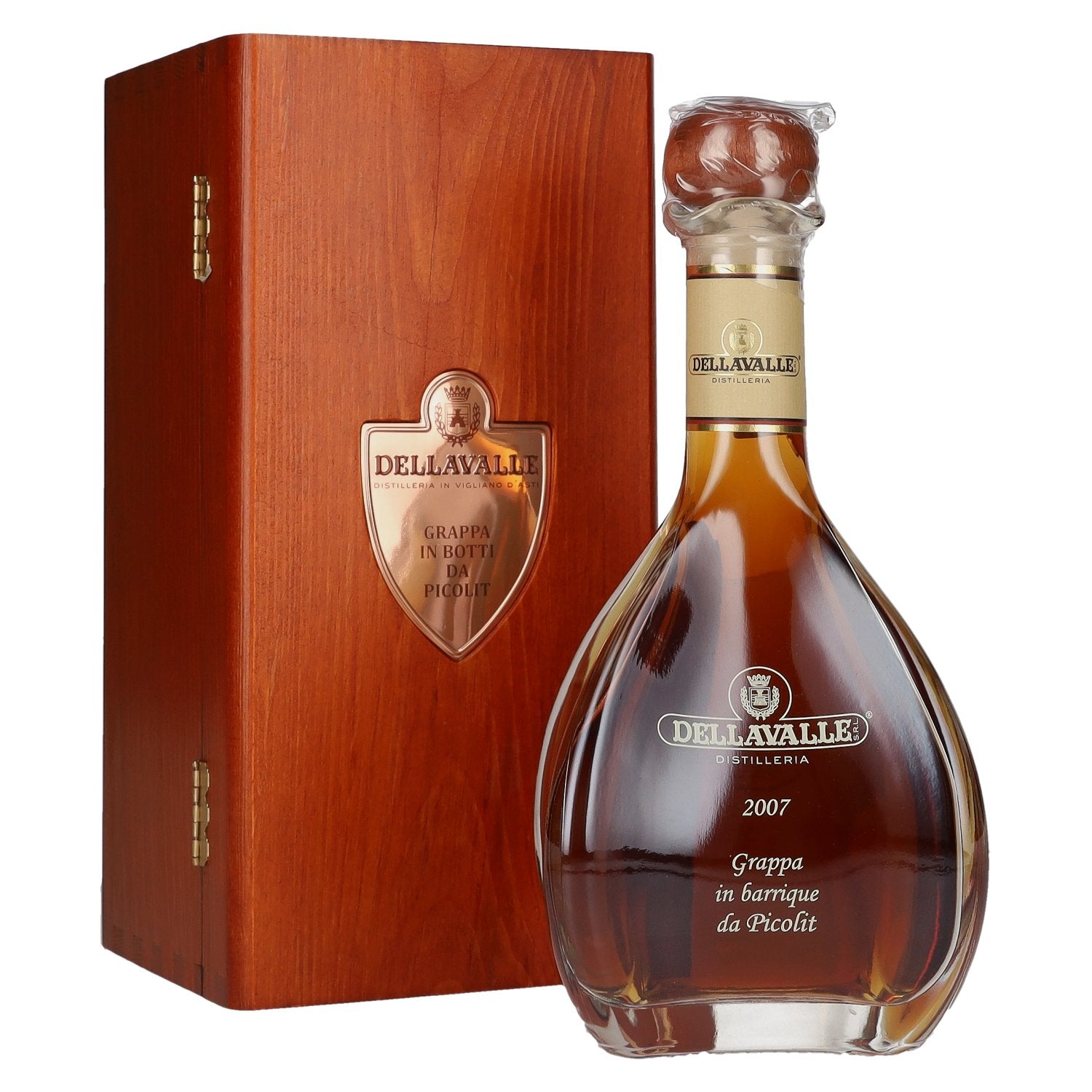 Dellavalle Grappa in Barrique from PICOLIT 2007 42% Vol. 0.7l in wooden box