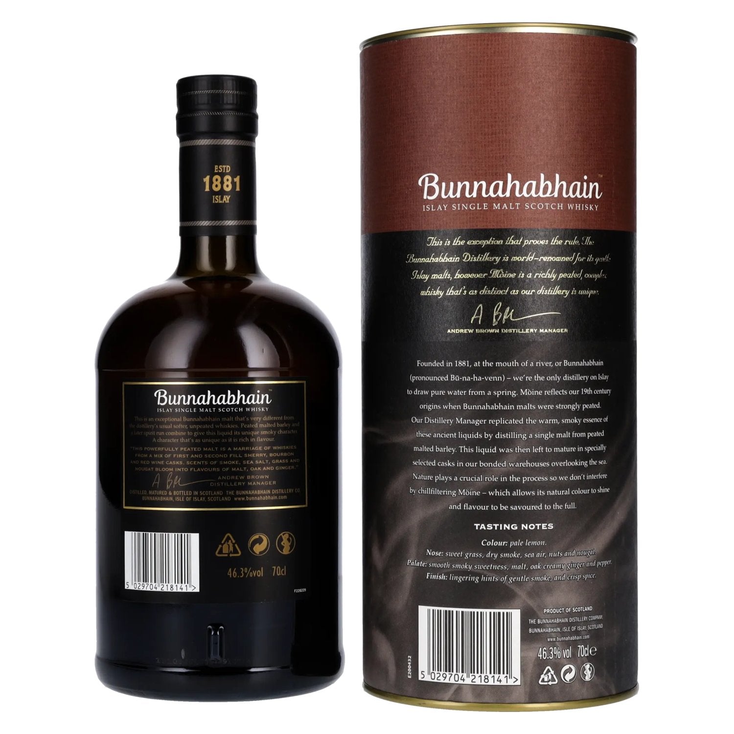 Bunnahabhain MÒINE Islay Single Malt Scotch Whisky 46.3% Vol. 0.7l in gift box