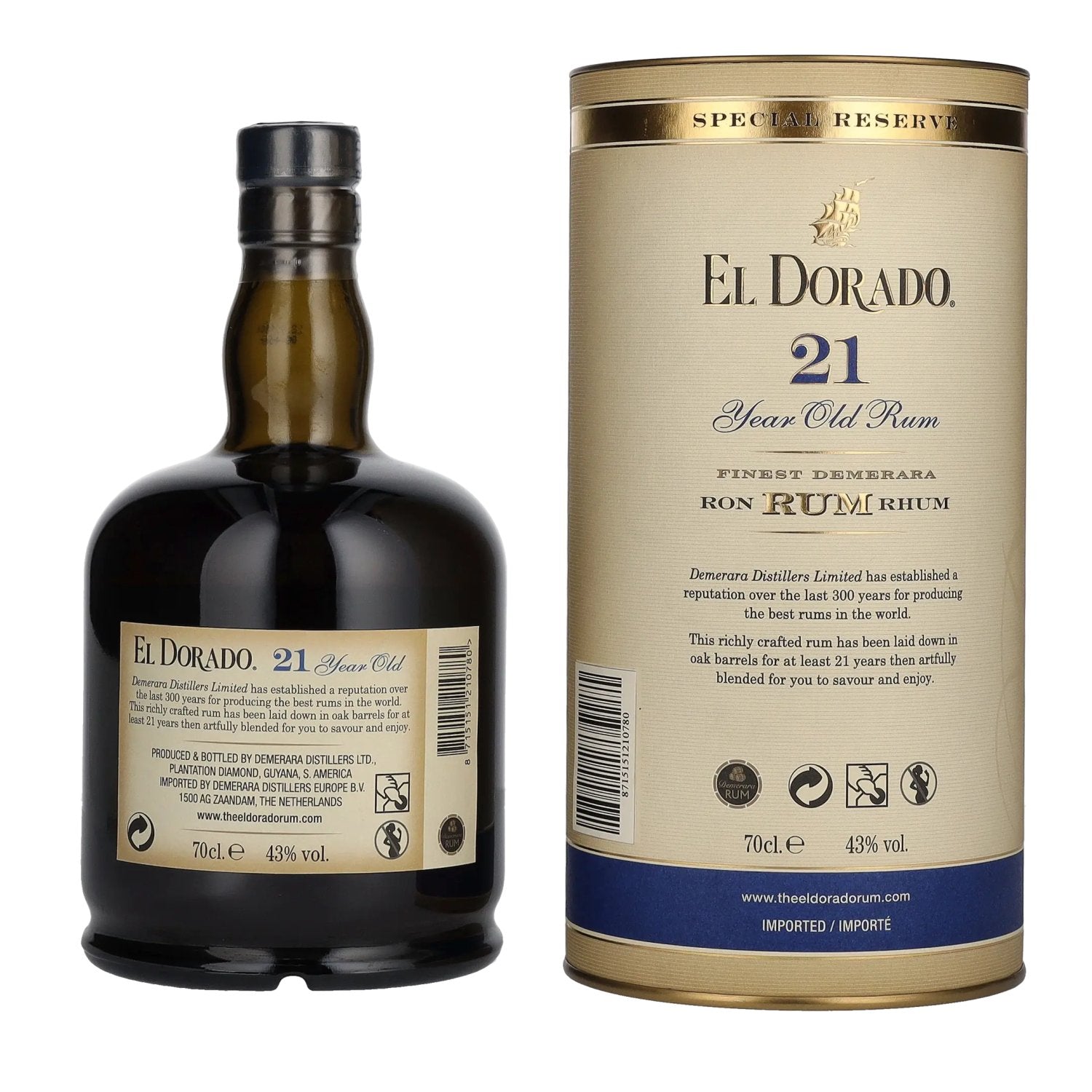 El Dorado 21 Years Old Finest Demerara Rum SPECIAL RESERVE 43% Vol. 0.7l in Gift Box