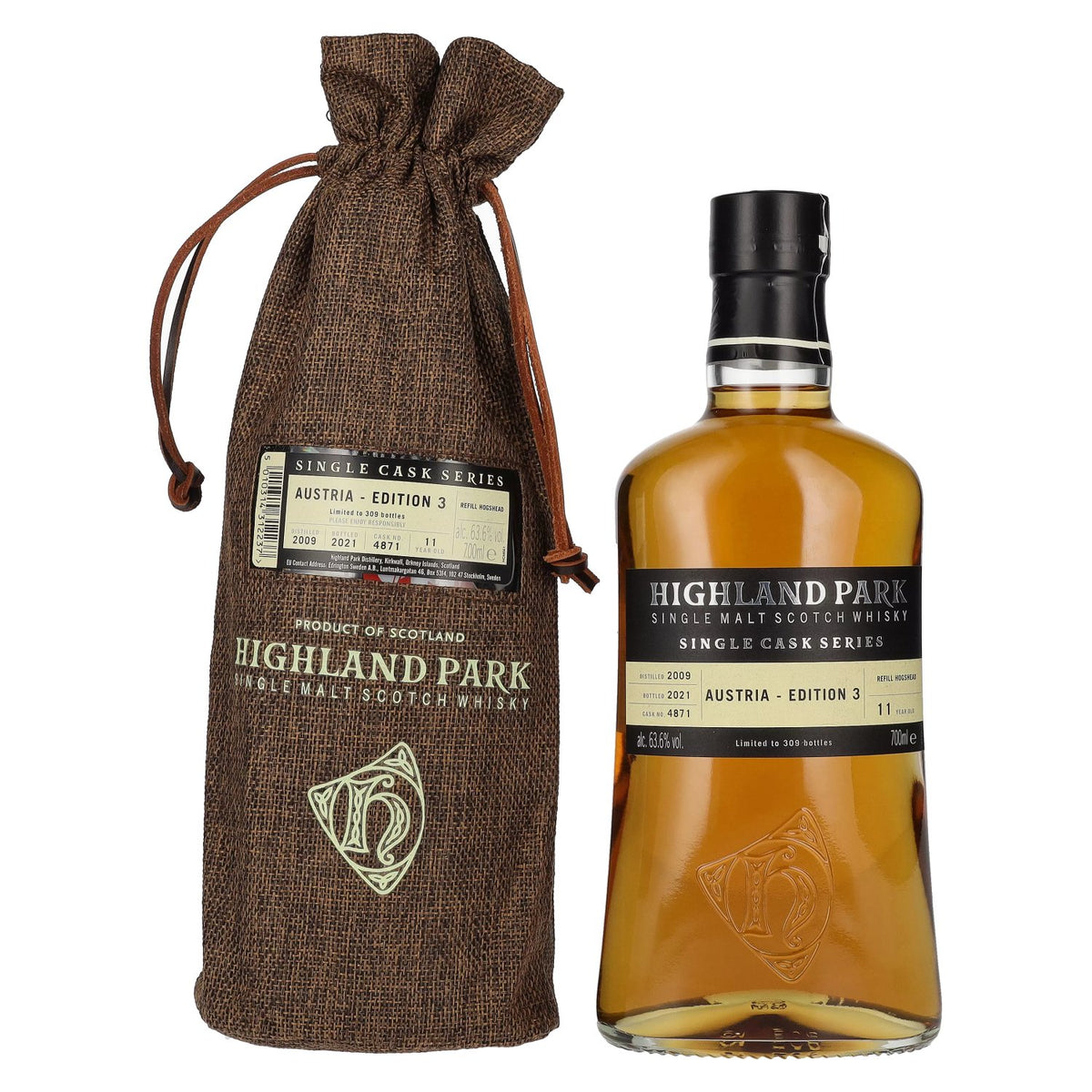 Highland Park 11 Years Old AUSTRIA - EDITION 3 2009 63.6% Vol. 0.7l in a linen bag