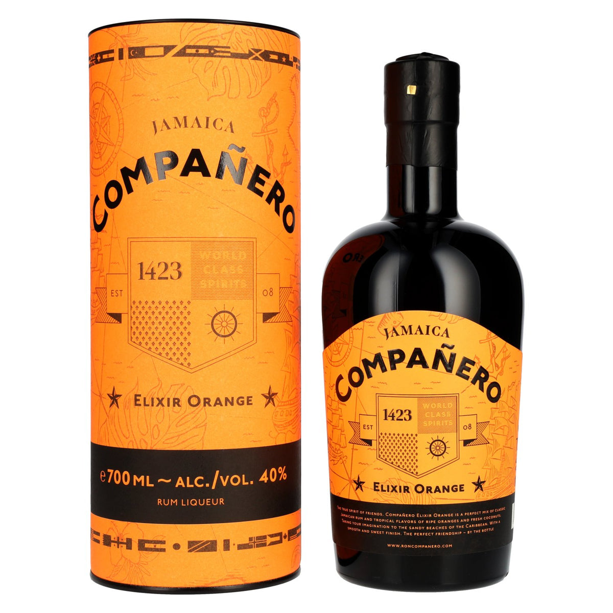 Compañero JAMAICA Elixir Orange Rum Liqueur 40% ABV, 0.7 litres, in a gift box