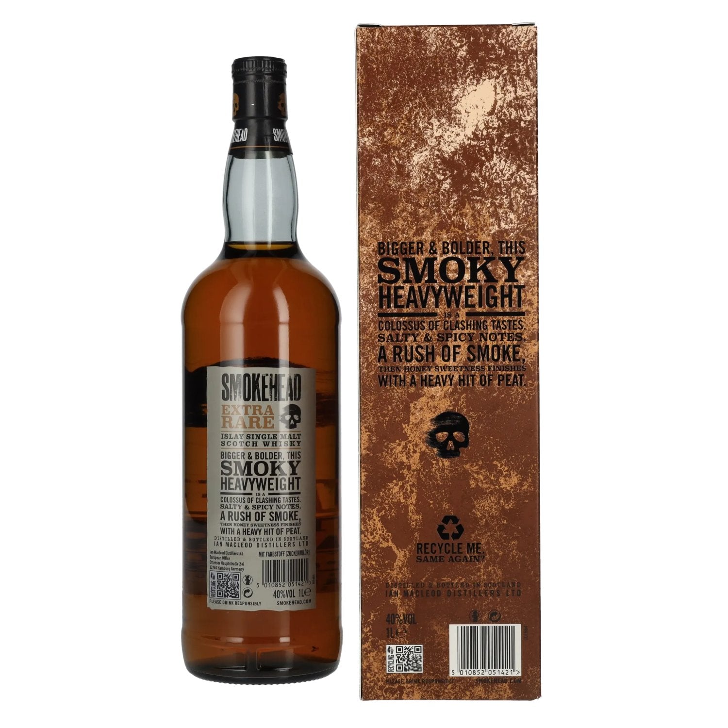 Smokehead EXTRA RARE Islay Single Malt Scotch Whisky Gold Design 40% Vol. 1l in Gift Box