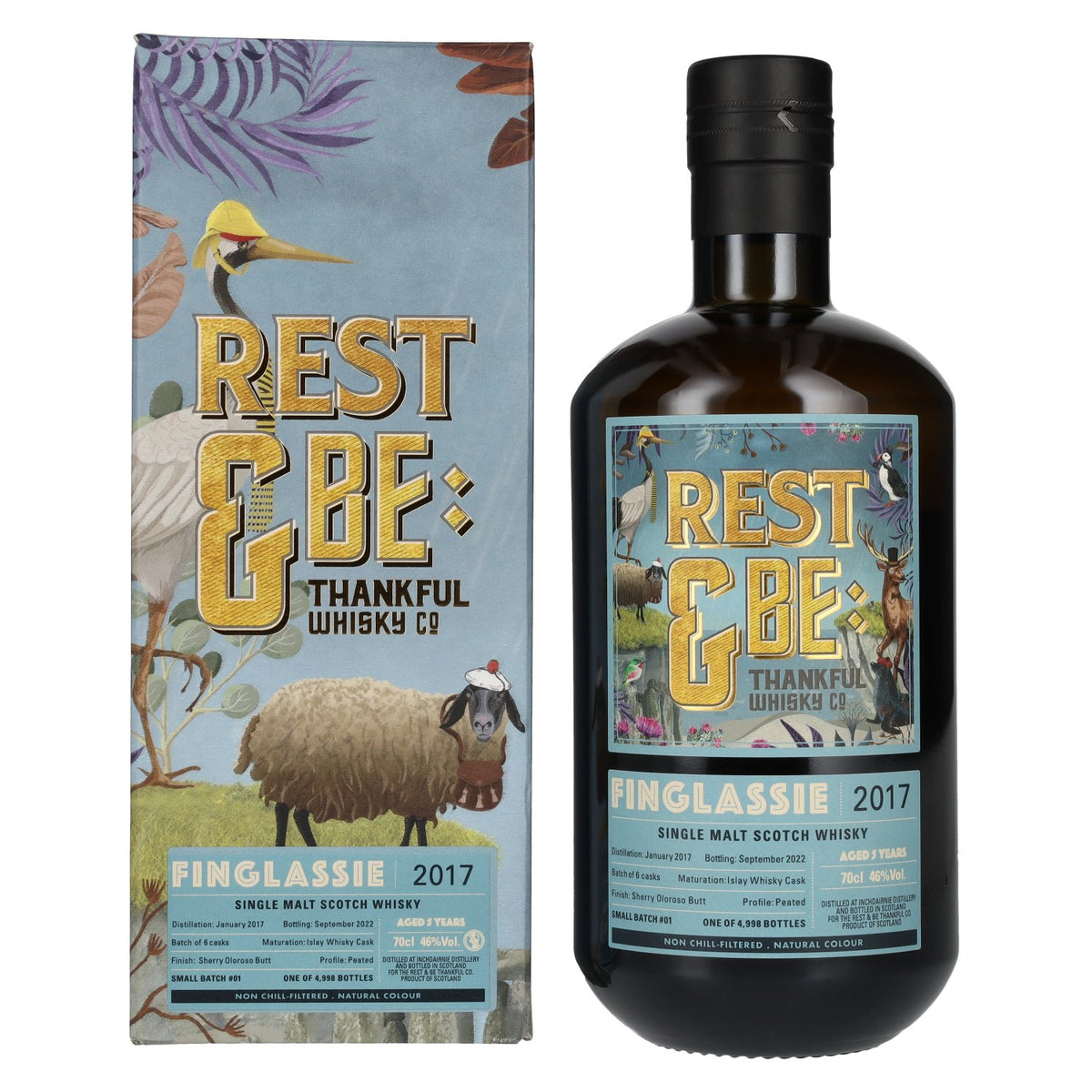 Rest & Be Thankful Finglassie 5 Years Old Single Malt 2017 46% Vol. 0.7L in Gift Box