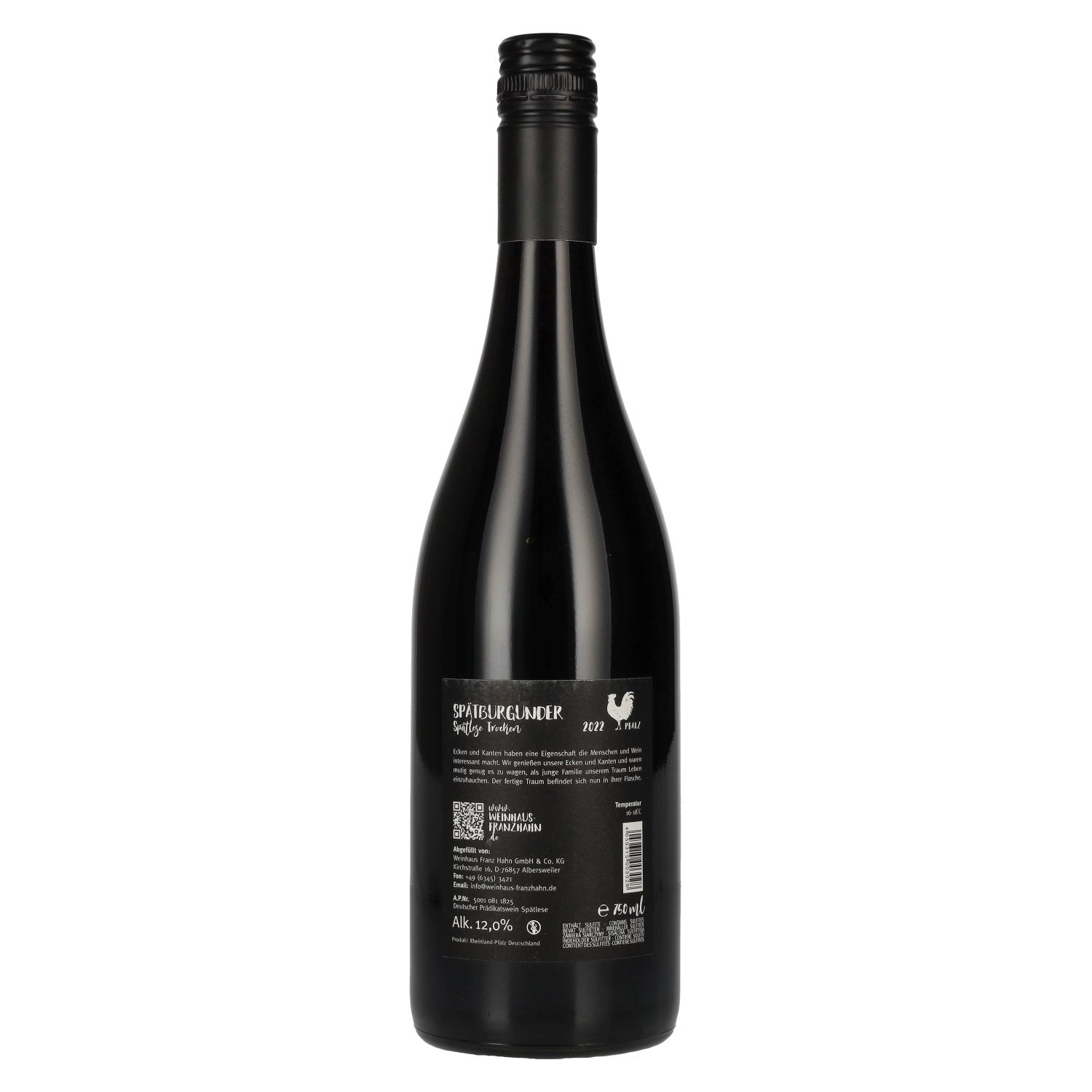 Franz Hahn Spätburgunder 2022 12% Vol. 0.75L