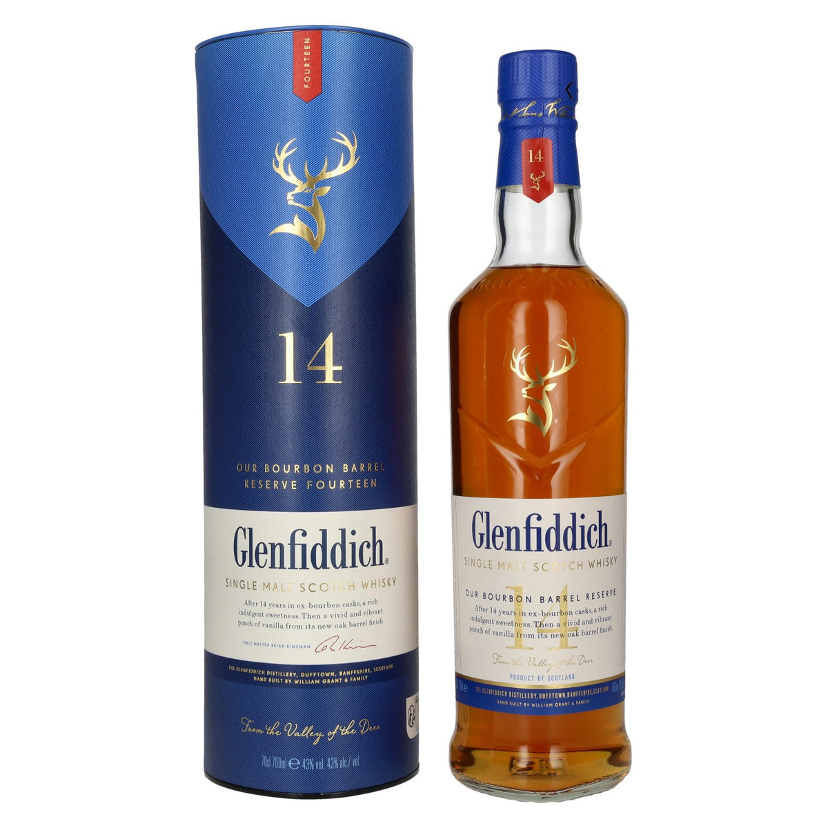Glenfiddich 14 Years Old OUR BOURBON BARREL RESERVE 43% Vol. 0.7L in gift box