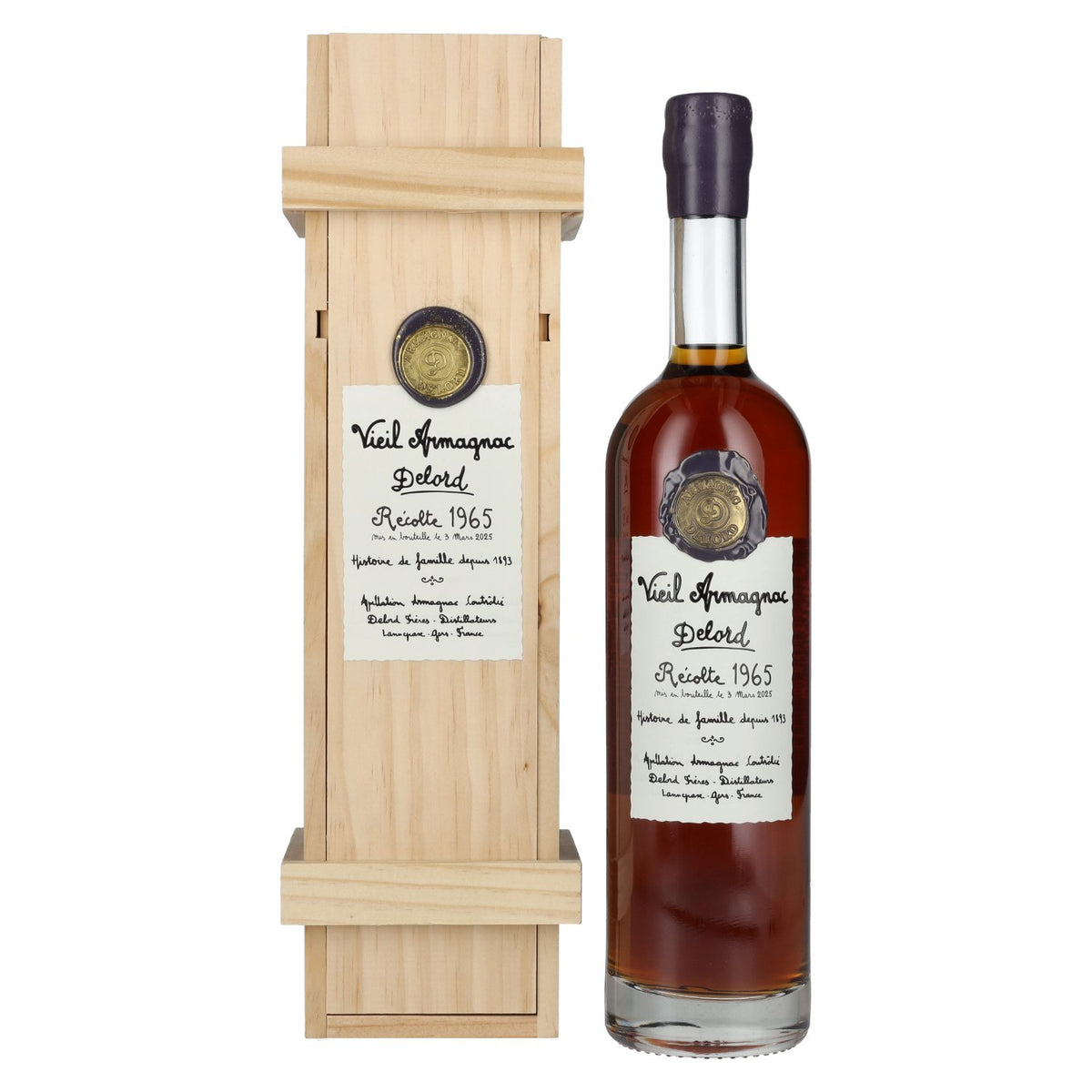 Old Armagnac Delord Vintage Récolte 1965 40% Vol. 0.7l in wooden box