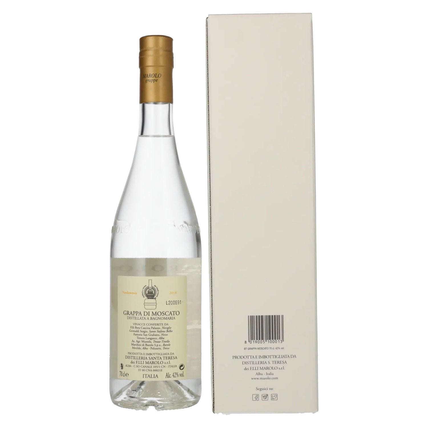 Marolo Grappa di MOSCATO 42% Vol. 0.7l in Gift Box