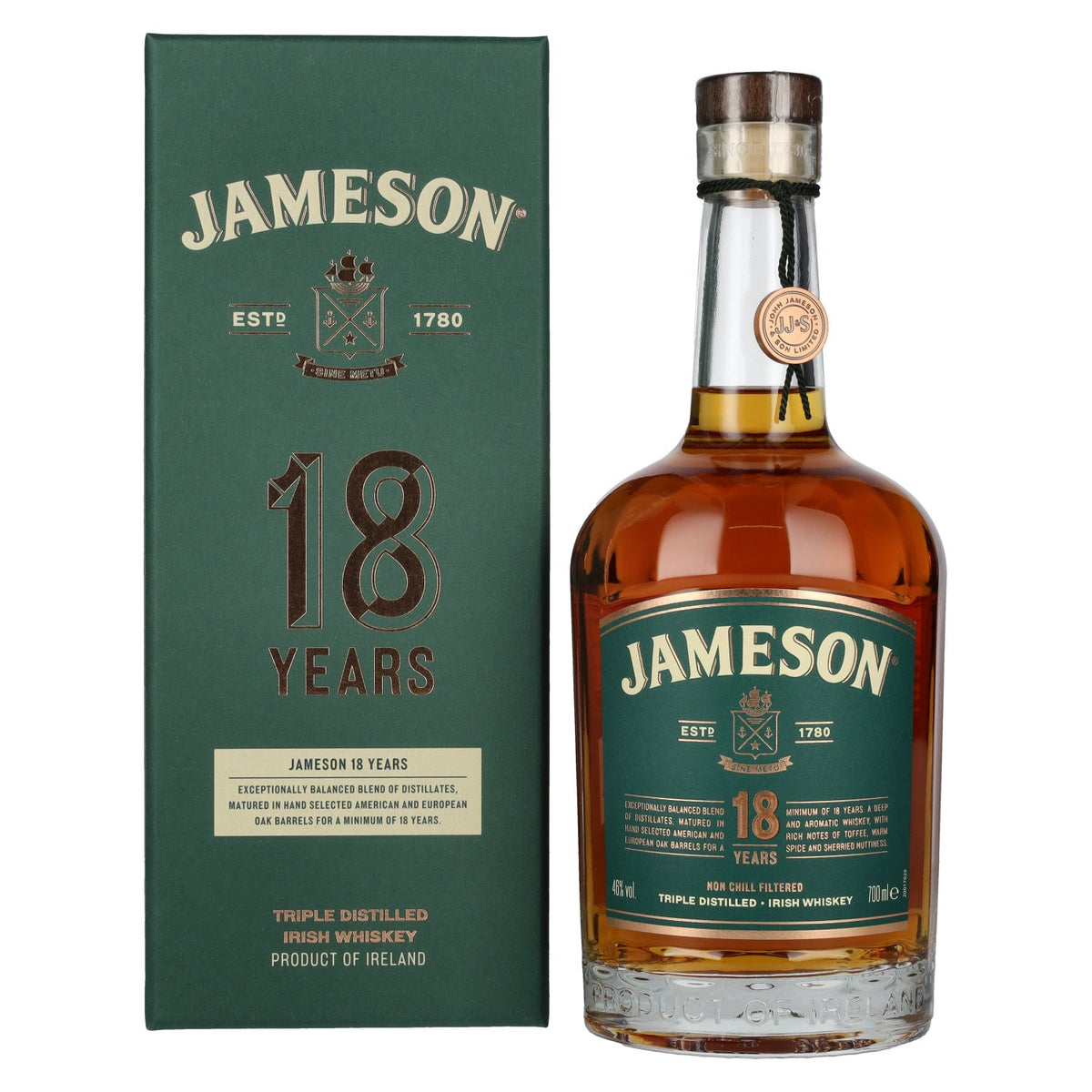 Jameson 18 Years Old Triple Distilled Irish Whiskey 46% Vol. 0,7l in Geschenkbox