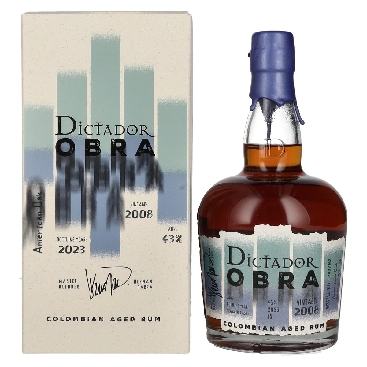 Dictador OBRA VINTAGE 15 Years Old AMERICAN OAK CASK Rum 2008 43% Vol. 0,7l in Geschenkbox