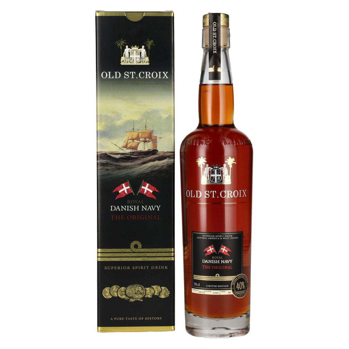 Old St. Croix A.H. Riise Royal DANISH NAVY Superior Spirit Drink 40% vol. 0.7 l in a gift box