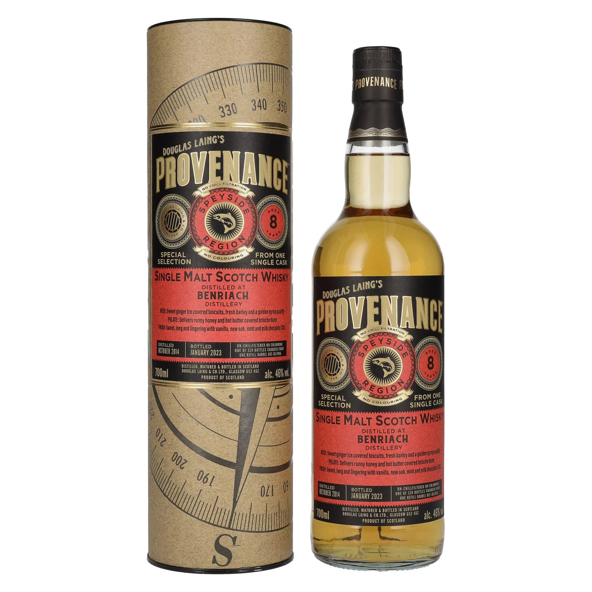 Douglas Laing PROVENANCE Benriach 8 Years Old Single Cask Malt 2014 46% Vol. 0.7l in gift box
