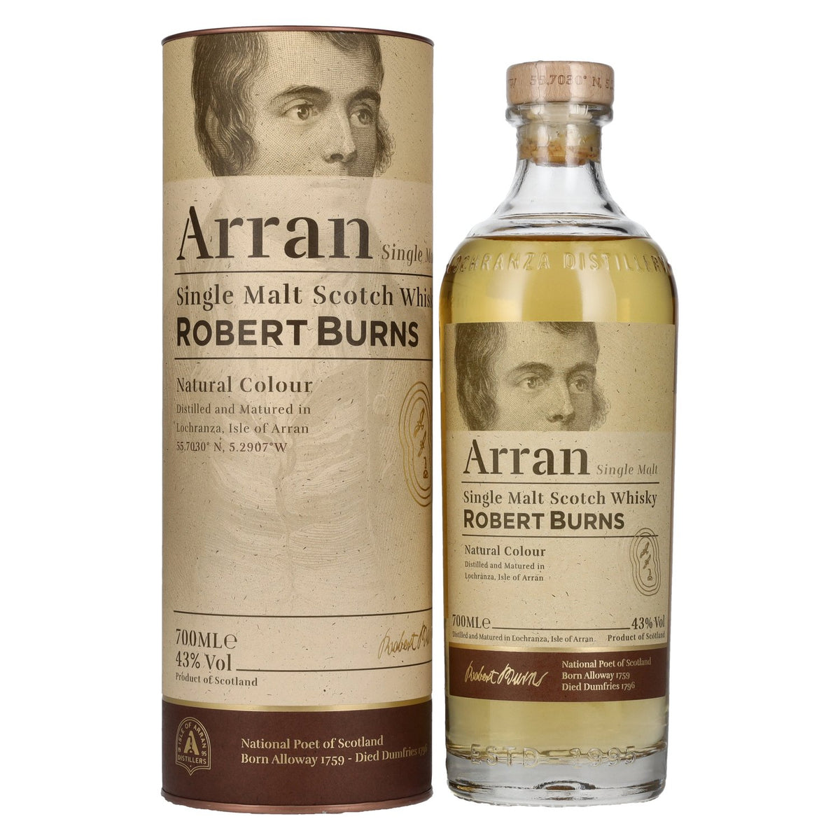 Arran ROBERT BURNS Single Malt Scotch Whisky 43% Vol. 0,7l in Geschenkbox