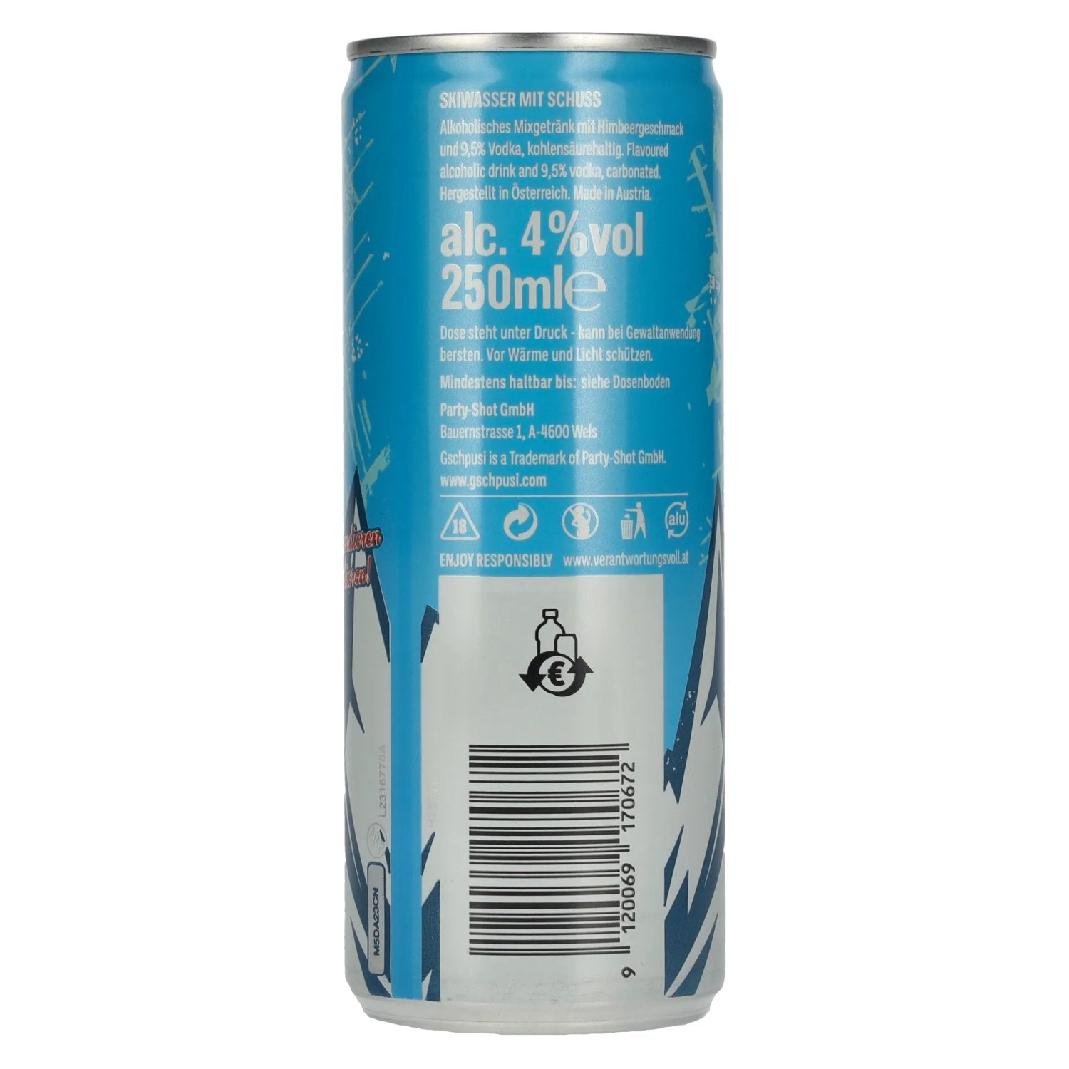 Gschpusi Skiwasser mit Schuss 4% Vol. 0,25l Dose Pfand