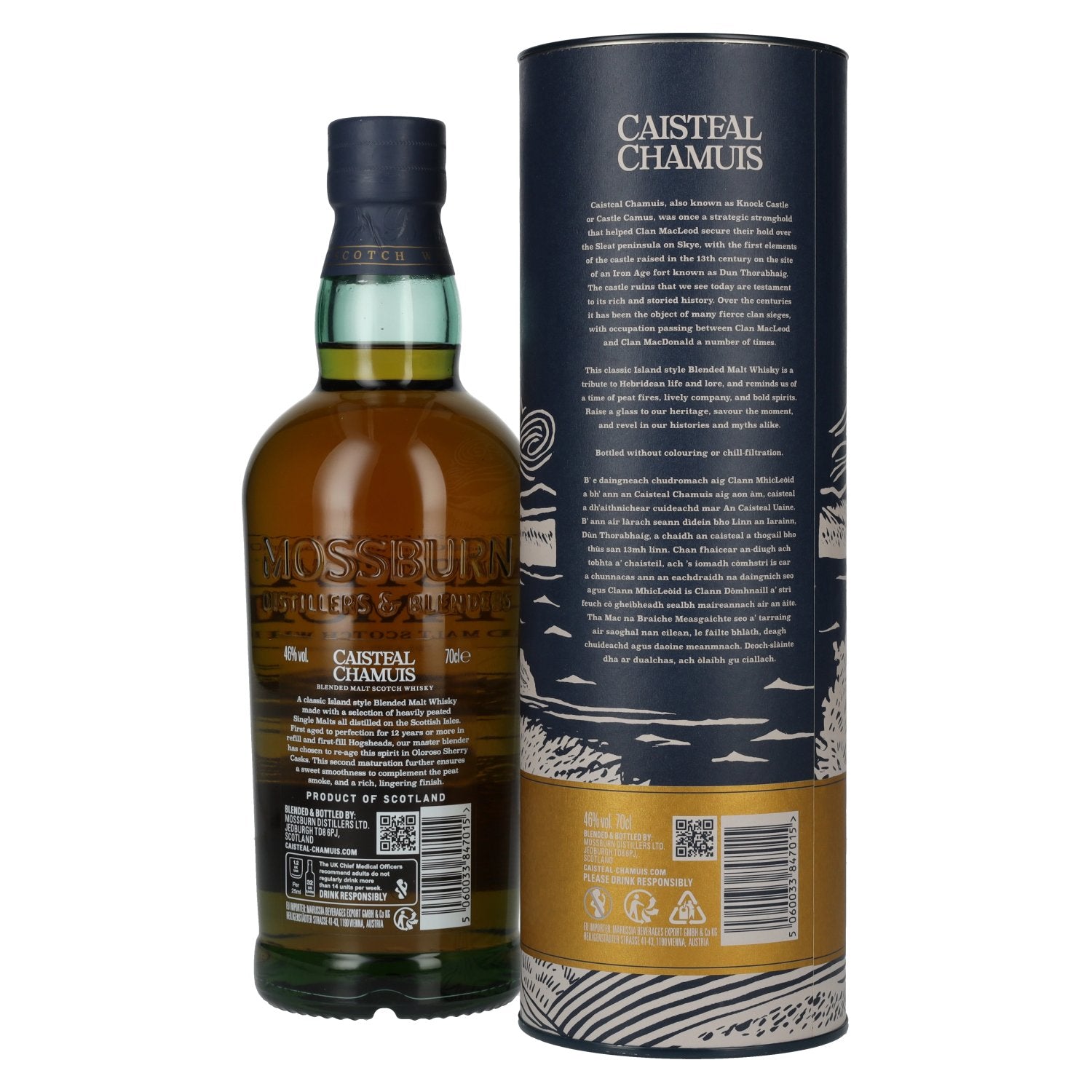 Caisteal Chamuis 12 Years Old Sherry Casks Heavily Peated Blended Malt 46% Vol. 0.7l in gift box
