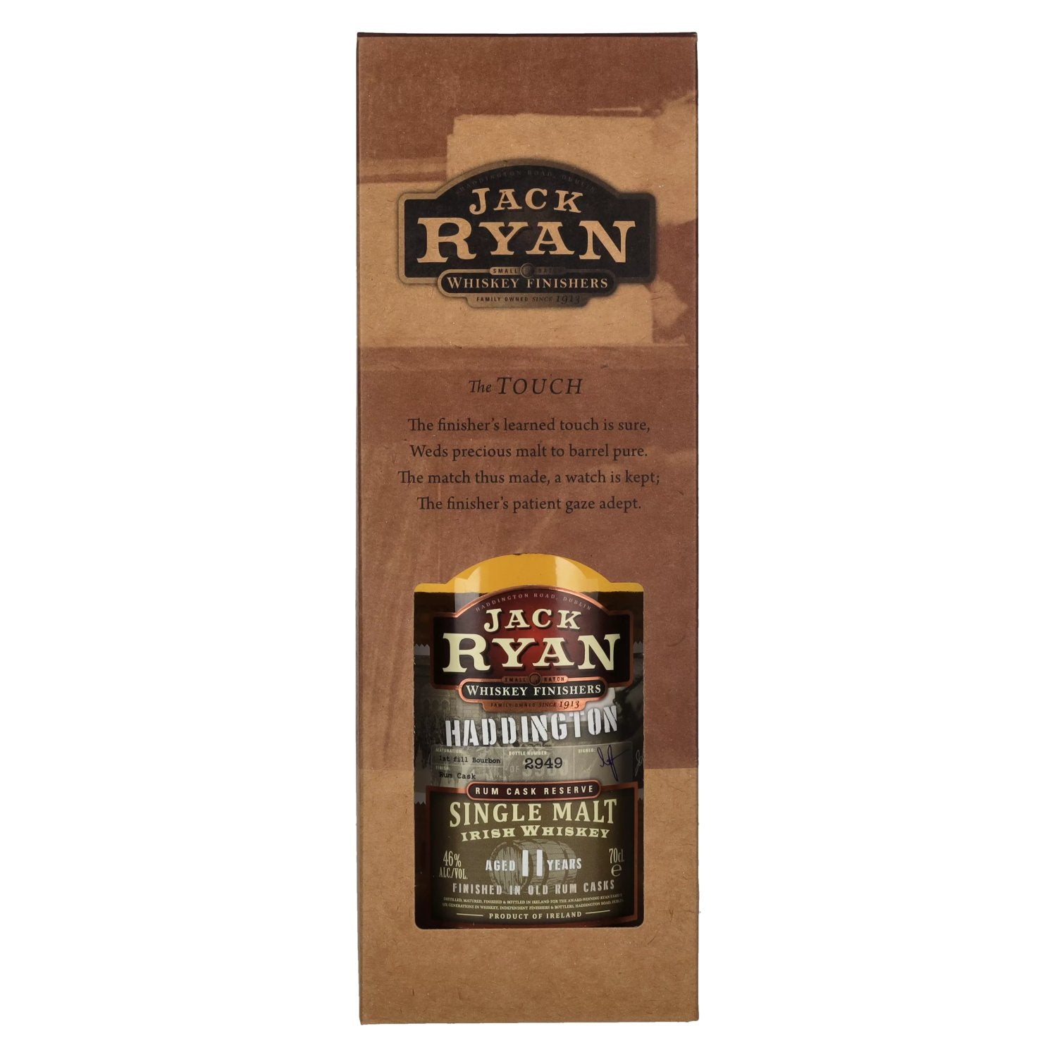 Jack Ryan HADDINGTON 11 Years Old Single Malt Irish Whiskey Rum Cask Reserve 46% Vol. 0,7l in Geschenkbox