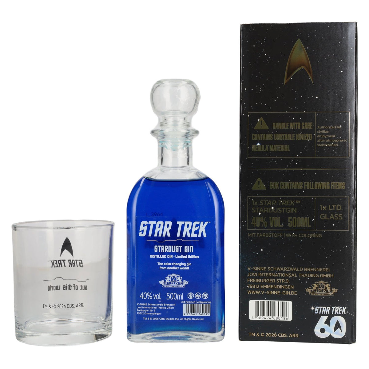 V-Sinne Black Forest STAR TREK Stardust Gin 40% ABV, 0.5l, in a gift box with a glass