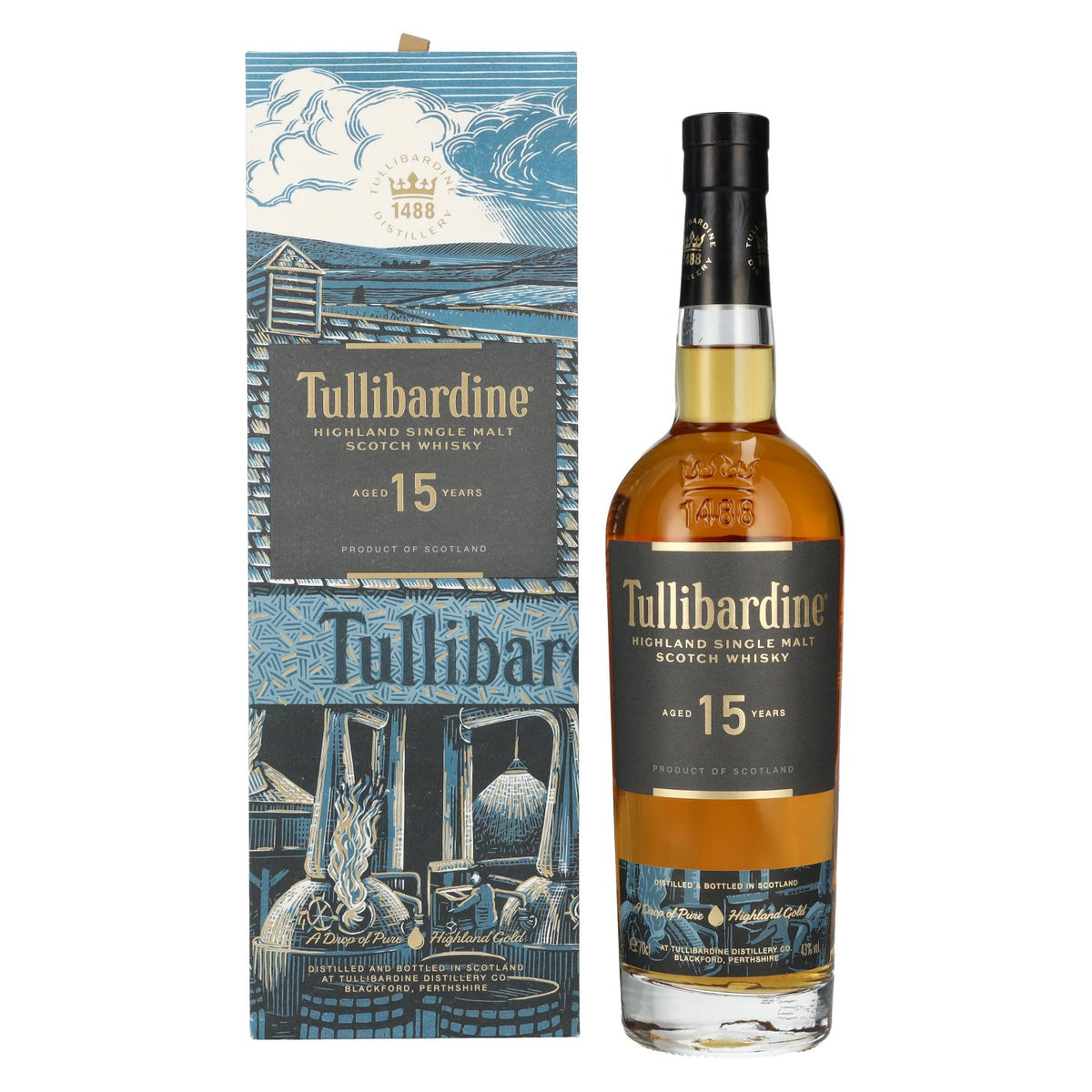 Tullibardine 15 Years Old Highland Single Malt Scotch Whisky 43% Vol. 0.7l in Gift Box