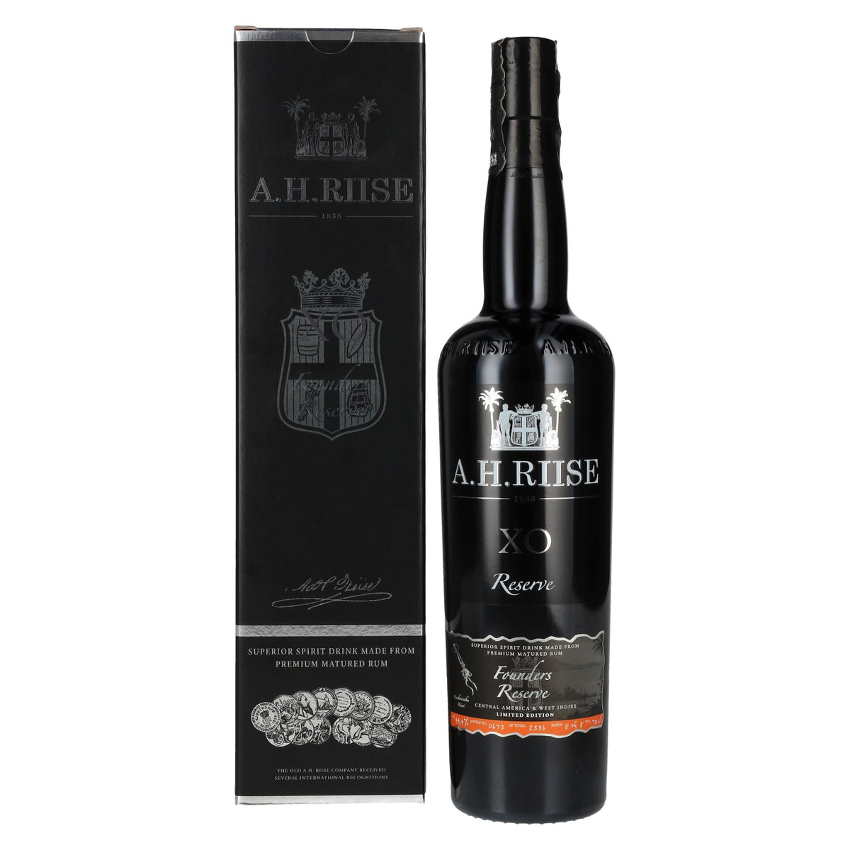 A.H. Riise X.O. FOUNDERS RESERVE Superior Spirit Drink #5 44.4% Vol. 0.7L in Gift Box