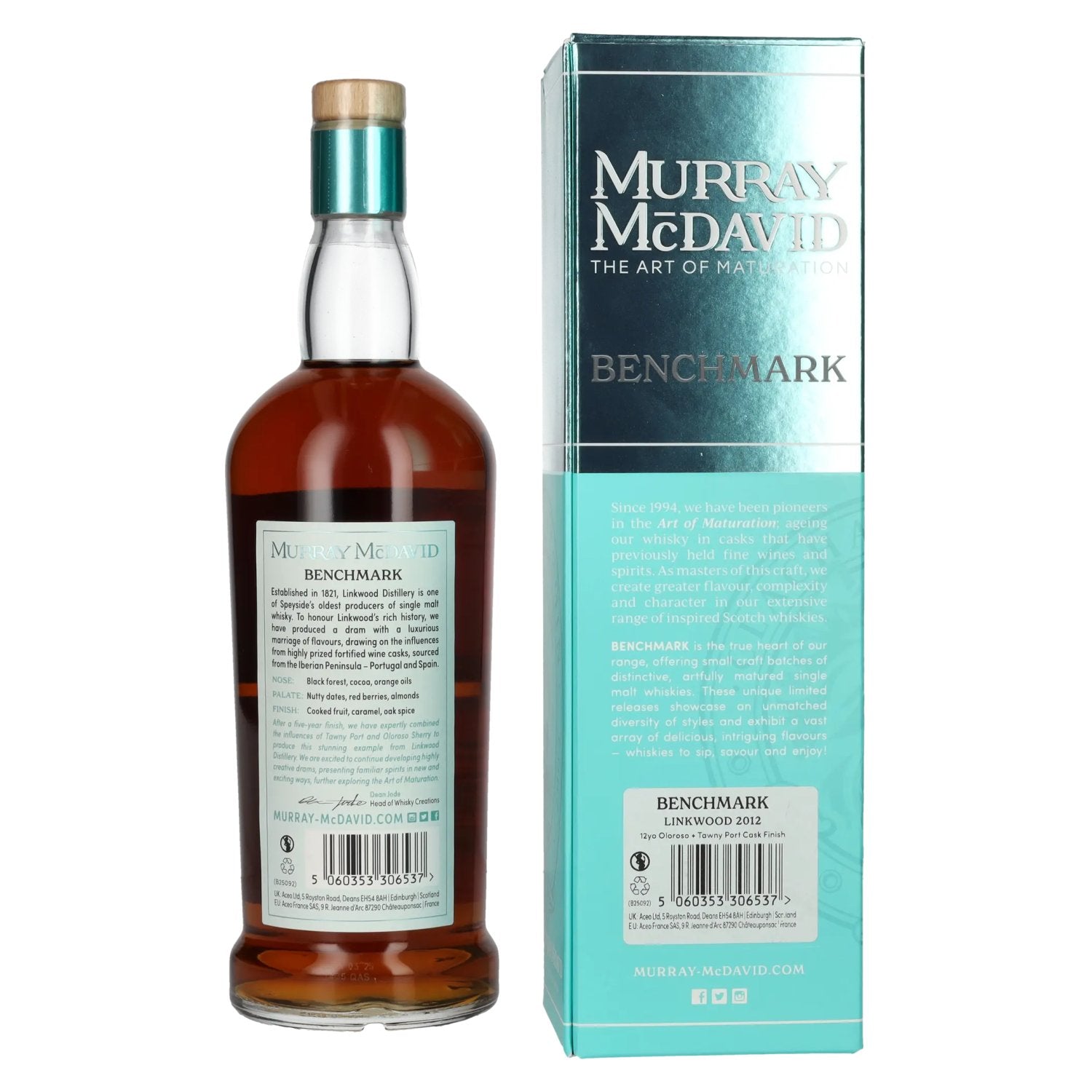 Murray McDavid BENCHMARK 12 Years Old LINKWOOD Oloroso & Tawny Port Cask Finish 2012 54.4% Vol. 0.7L in Gift Box