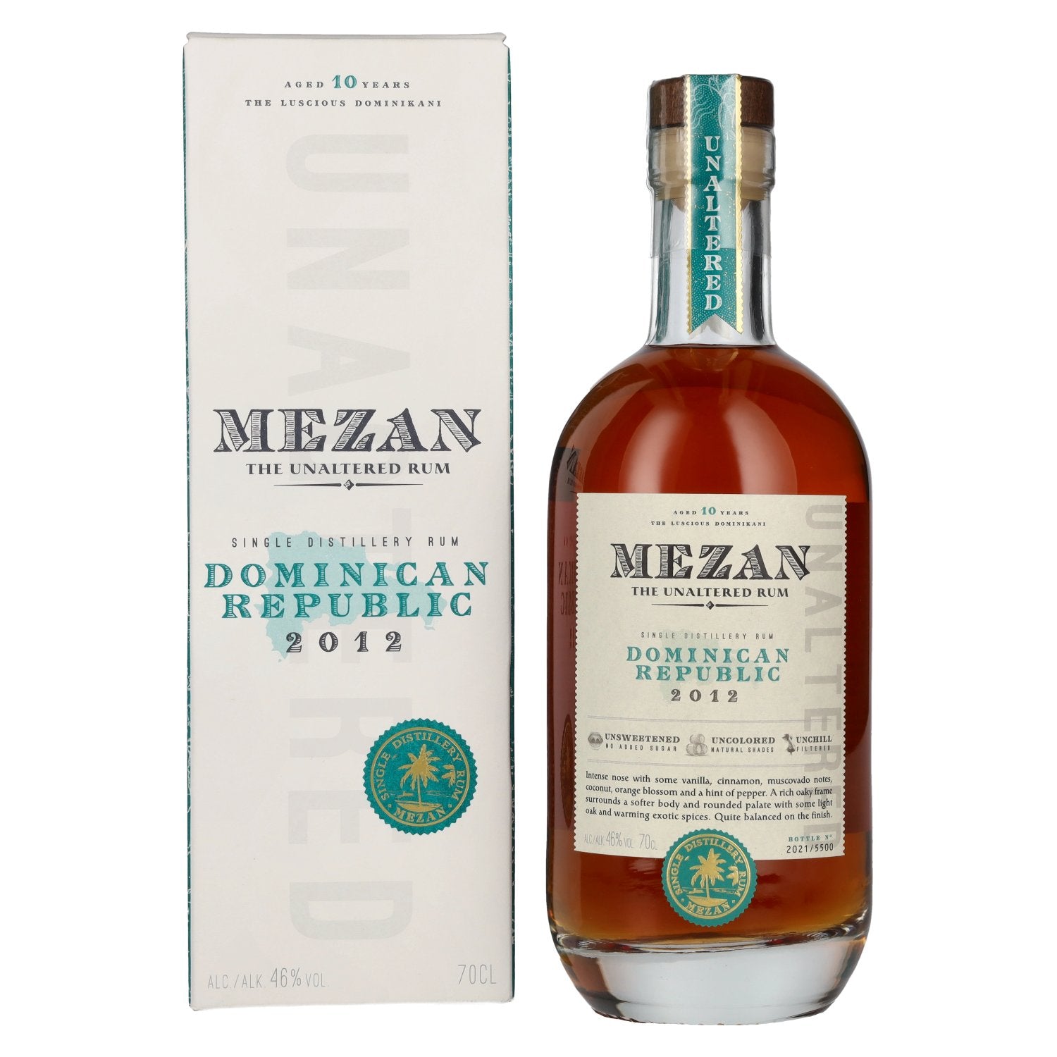 Mezan The Unaltered Rum Dominican Republic 2012 46% Vol. 0.7l in Gift Box