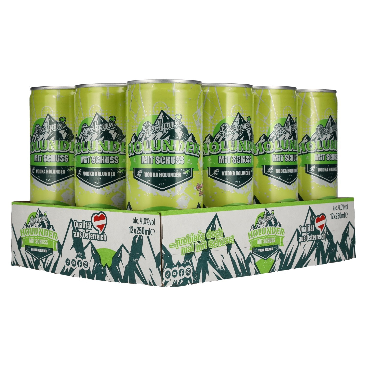 Gschpusi Holunder mit Schuss 4% Vol. 12x0,25l Dosen Pfand