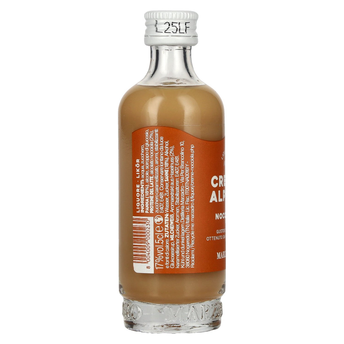 Marzadro Crema Alpina Hazelnut Liqueur 17% ABV 0.05 l