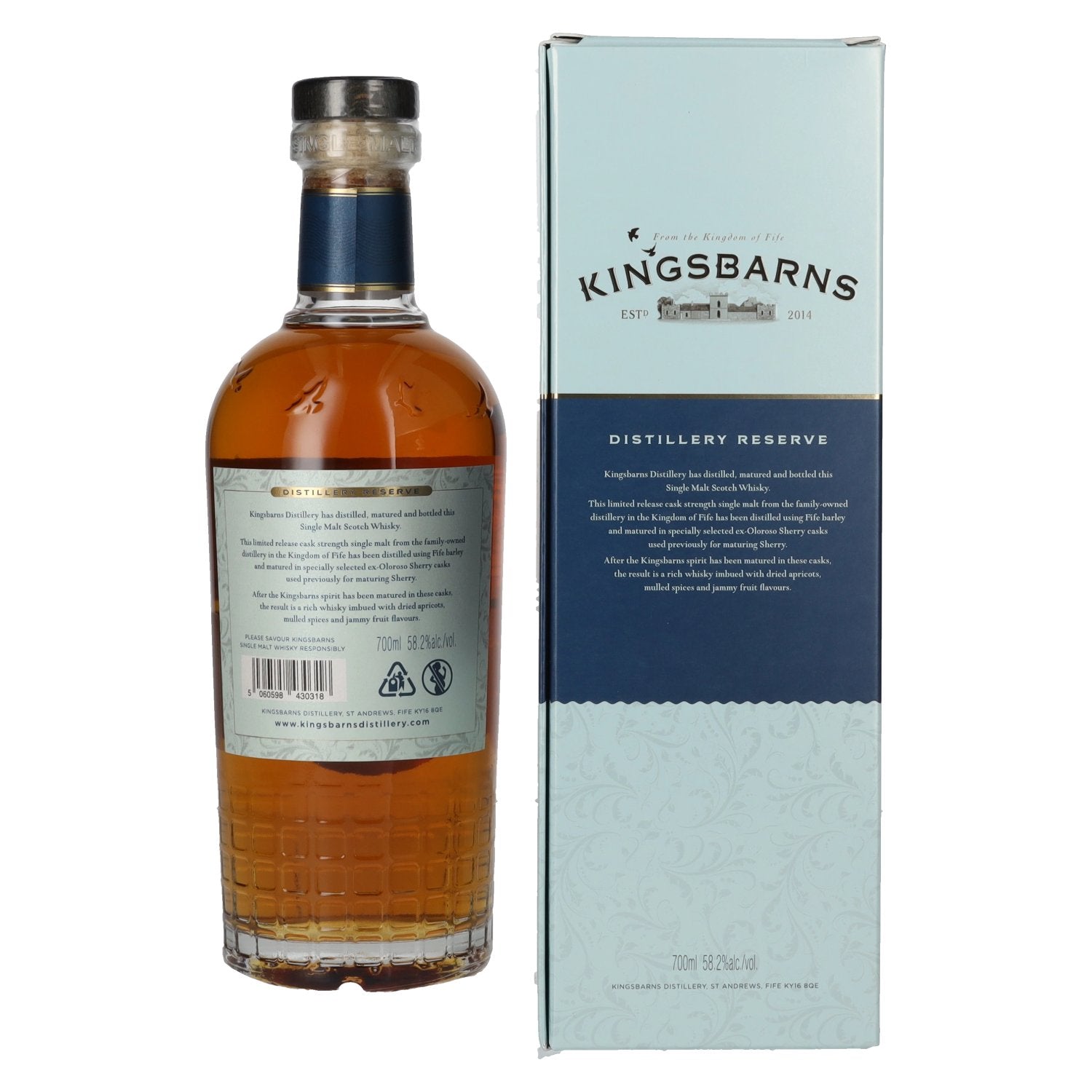 Kingsbarns DISTILLERY RESERVE Ex Oloroso Sherry Cask Scotch Whisky 2024 58.2% Vol. 0.7l in Gift Box