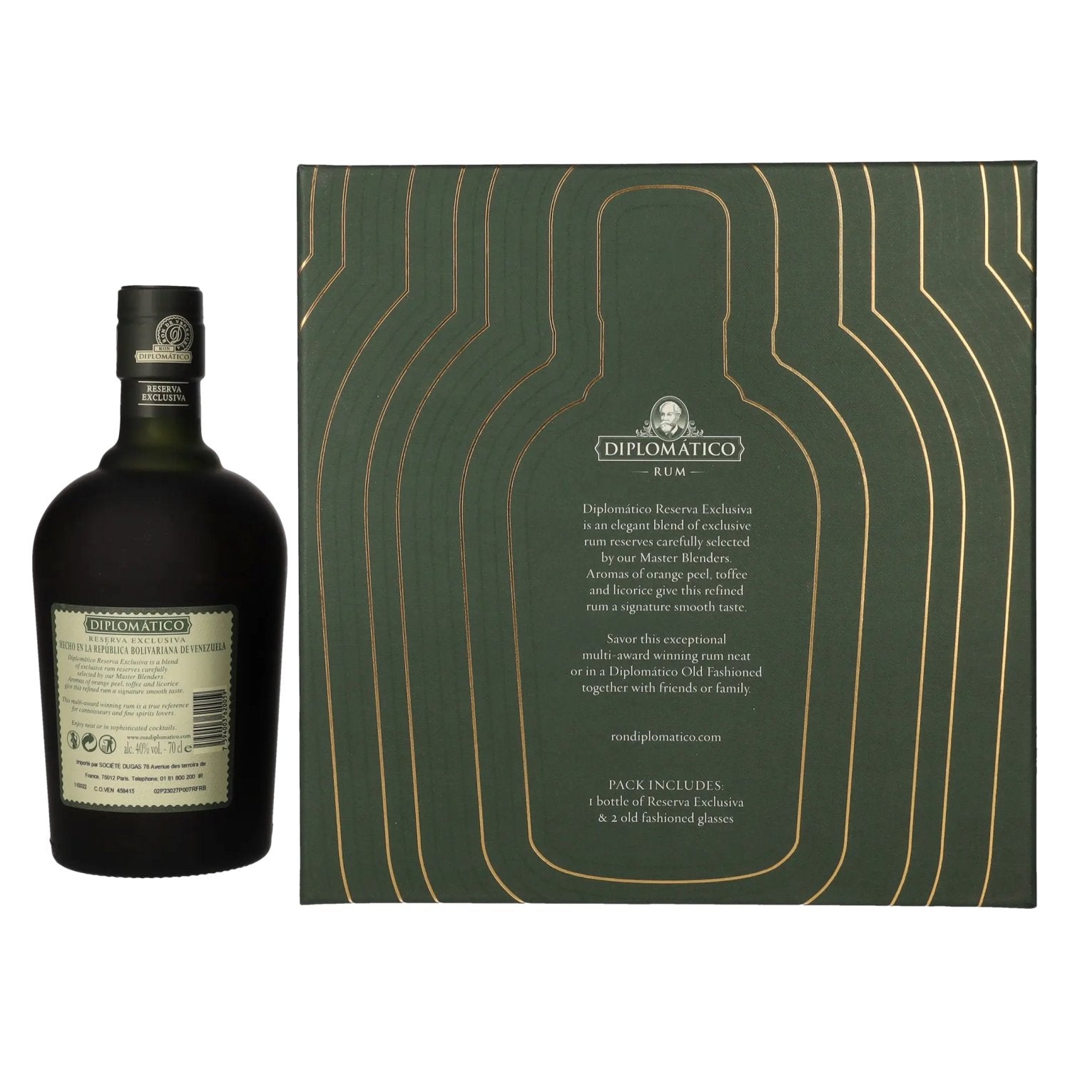 Diplomático RESERVA EXCLUSIVA Ron Antiguo 40% Vol. 0,7l in Geschenkbox mit 2 Gläsern