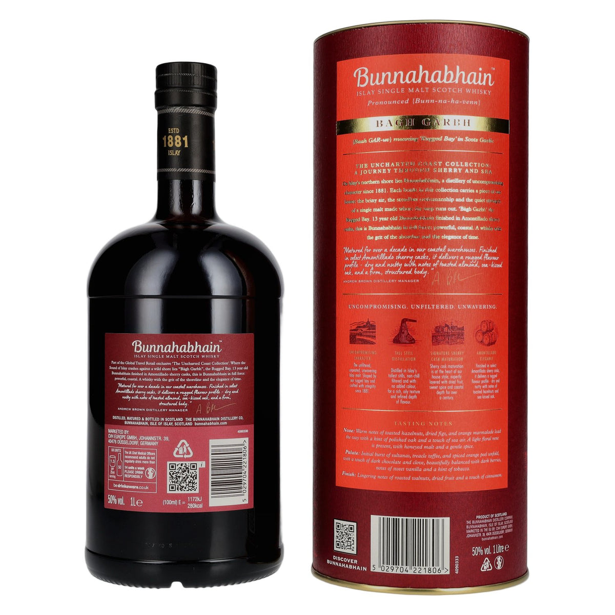 Bunnahabhain 13 Years Old BÀGH GARBH Islay Single Malt Scotch Whisky 50% vol. 1 litre in a gift box