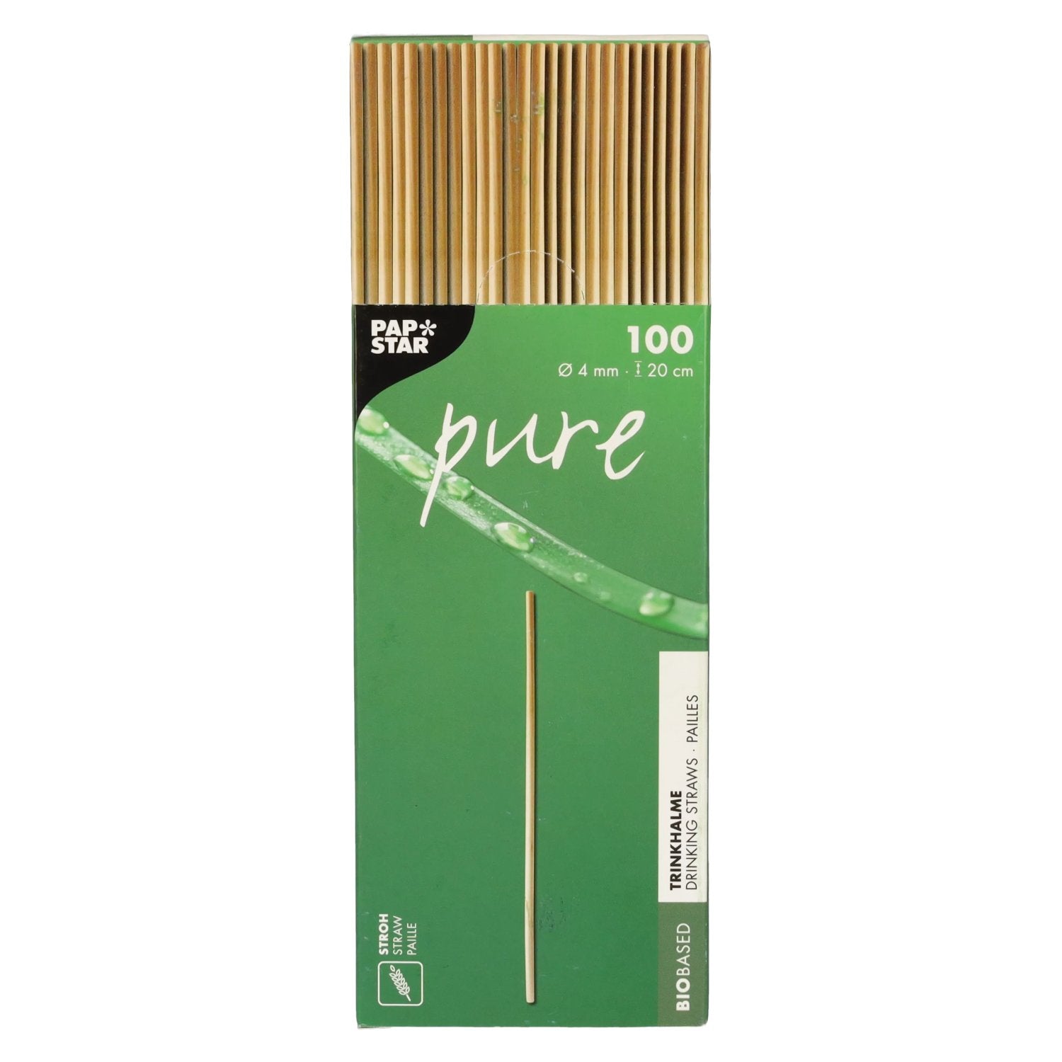 Organic Drinking Straws Made from Straw 20 cm 100 Pieces