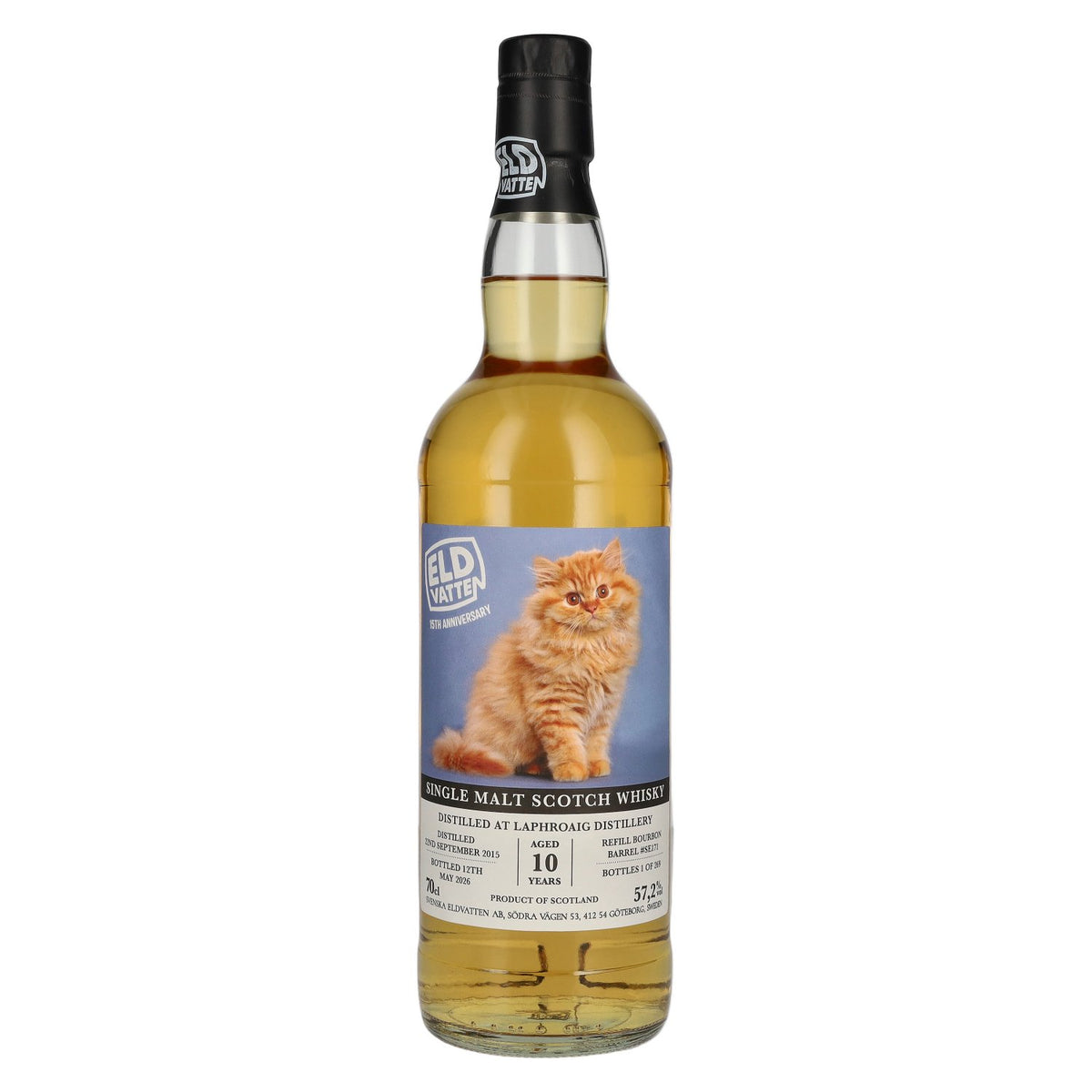 Eldvatten Svenska Laphroaig 10 Years Old Single Malt Cat Label 2015 57,2% Vol. 0,7l