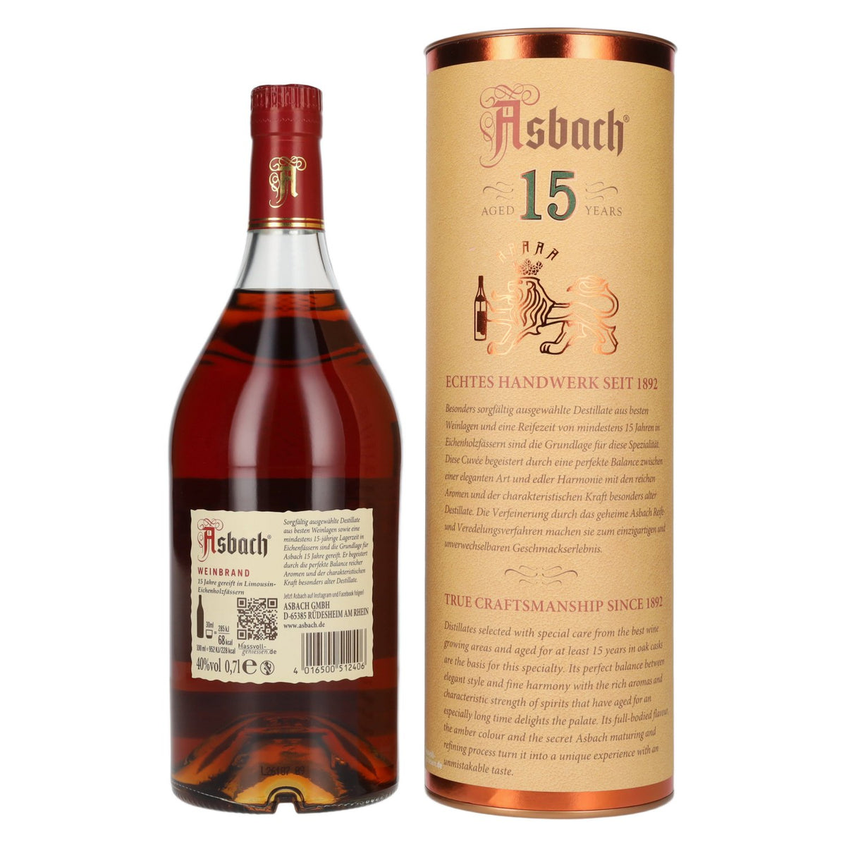 Asbach Das Original 15 Jahre gereift 40% Vol. 0,7l in Geschenkbox
