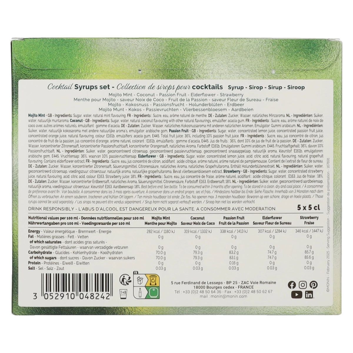 Le Sirop de Monin COCKTAIL SYRUPS SET 5x0,05l