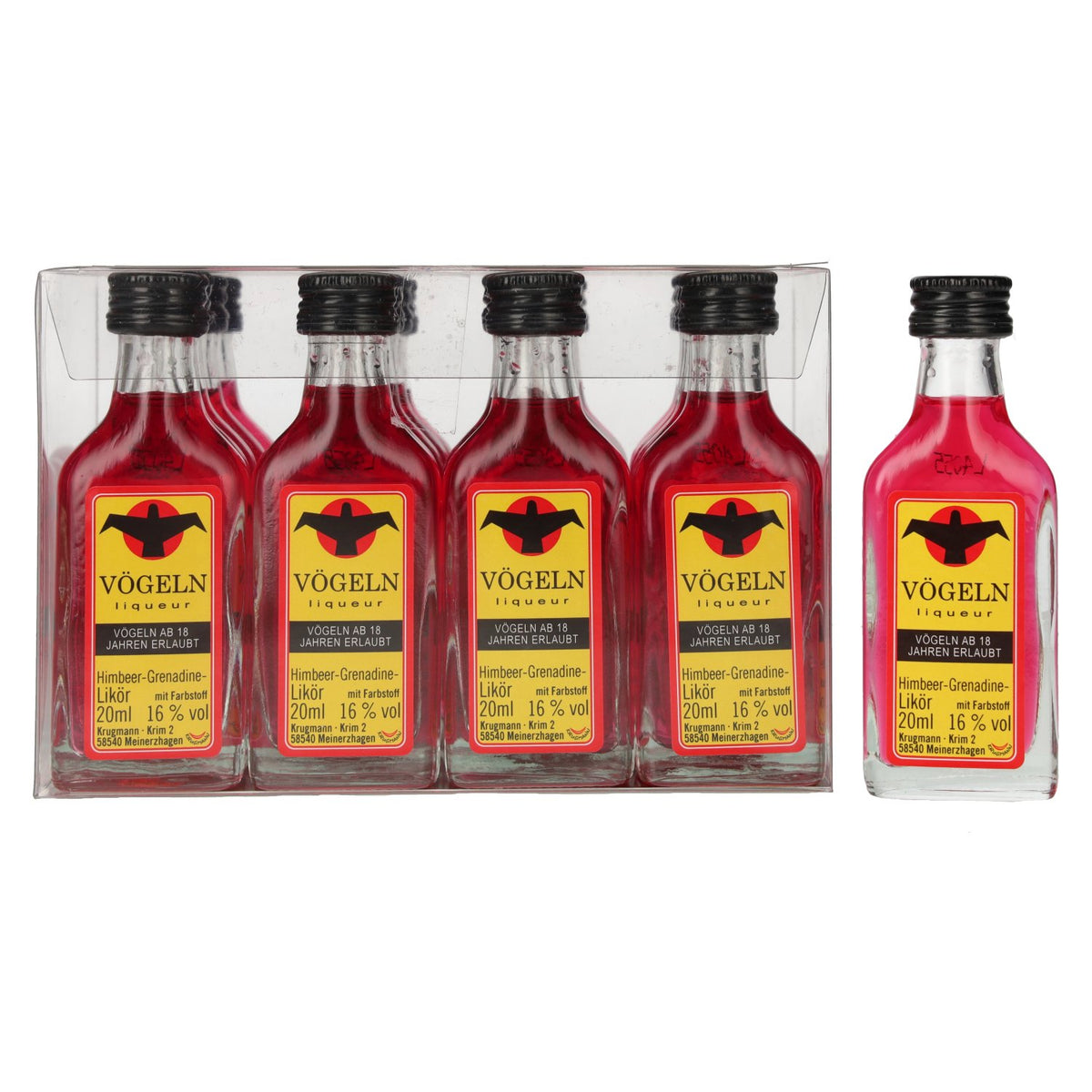 Vögeln Himbeere-Grenadine Likör 16% Vol. 20x0,02l