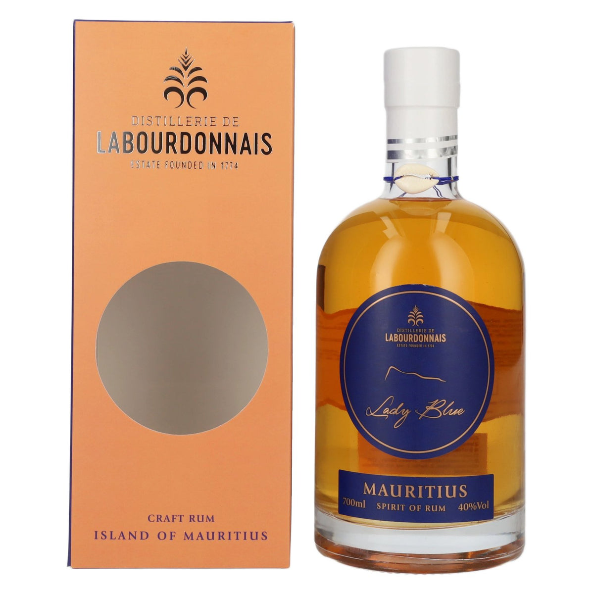 Labourdonnais Lady Blue Mauritius Spirit of Rum 40% vol. 0.7 l in a gift box