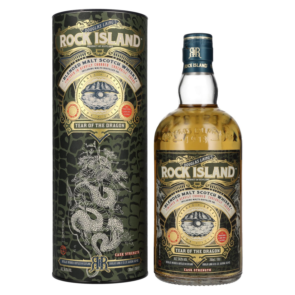 Douglas Laing ROCK ISLAND Year of the Dragon Blended Malt 54.8% Vol. 0.7L in gift box