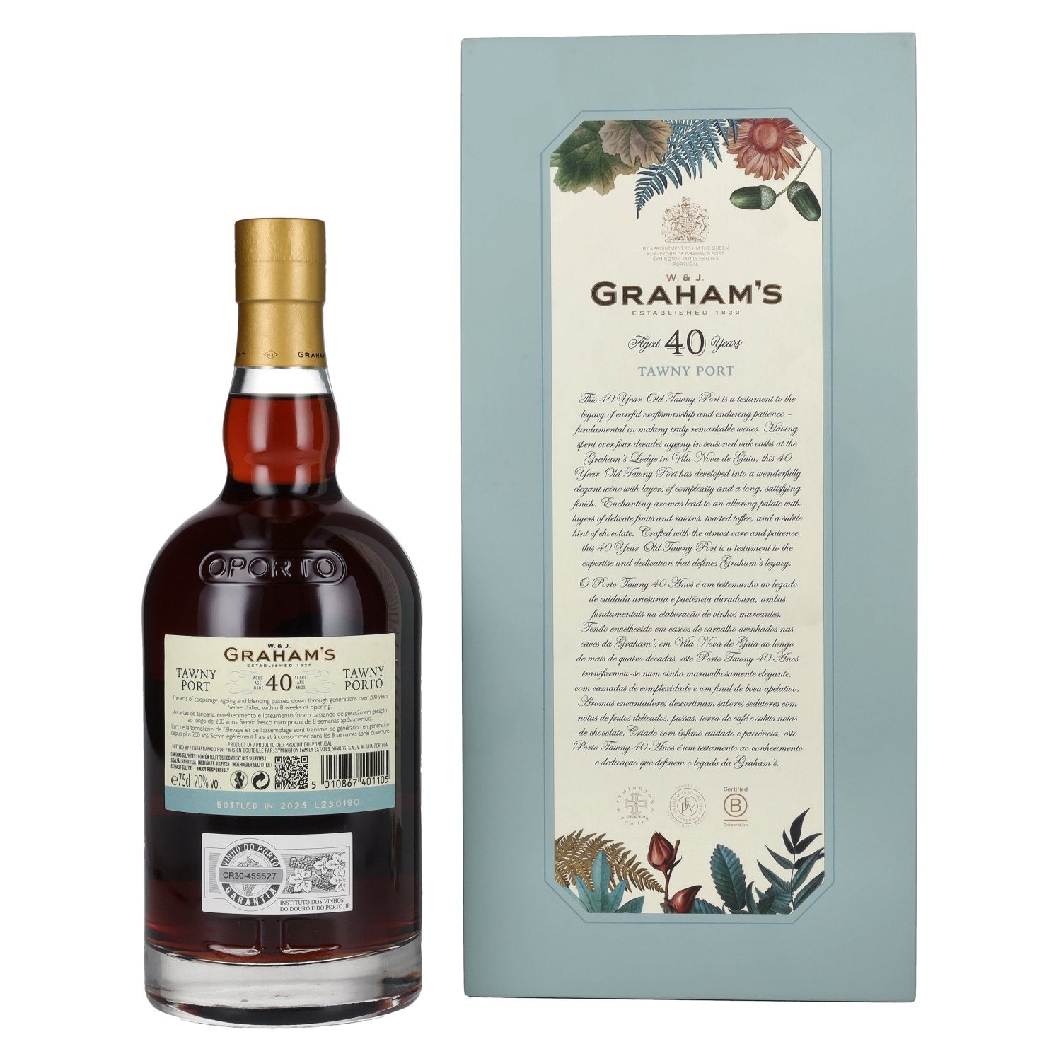 W. & J. Graham's 40 Year Old Tawny Port 20% Vol. 0.75L in a gift box