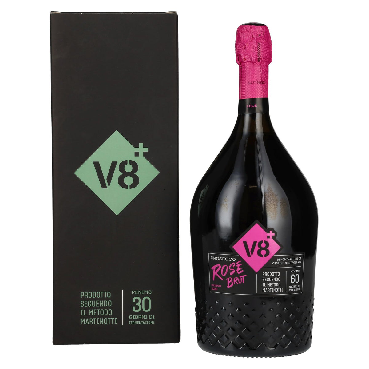 V8+ LELE Prosecco Rosé Brut Millesimato DOC 2022 11% Vol. 1,5l in Geschenkbox