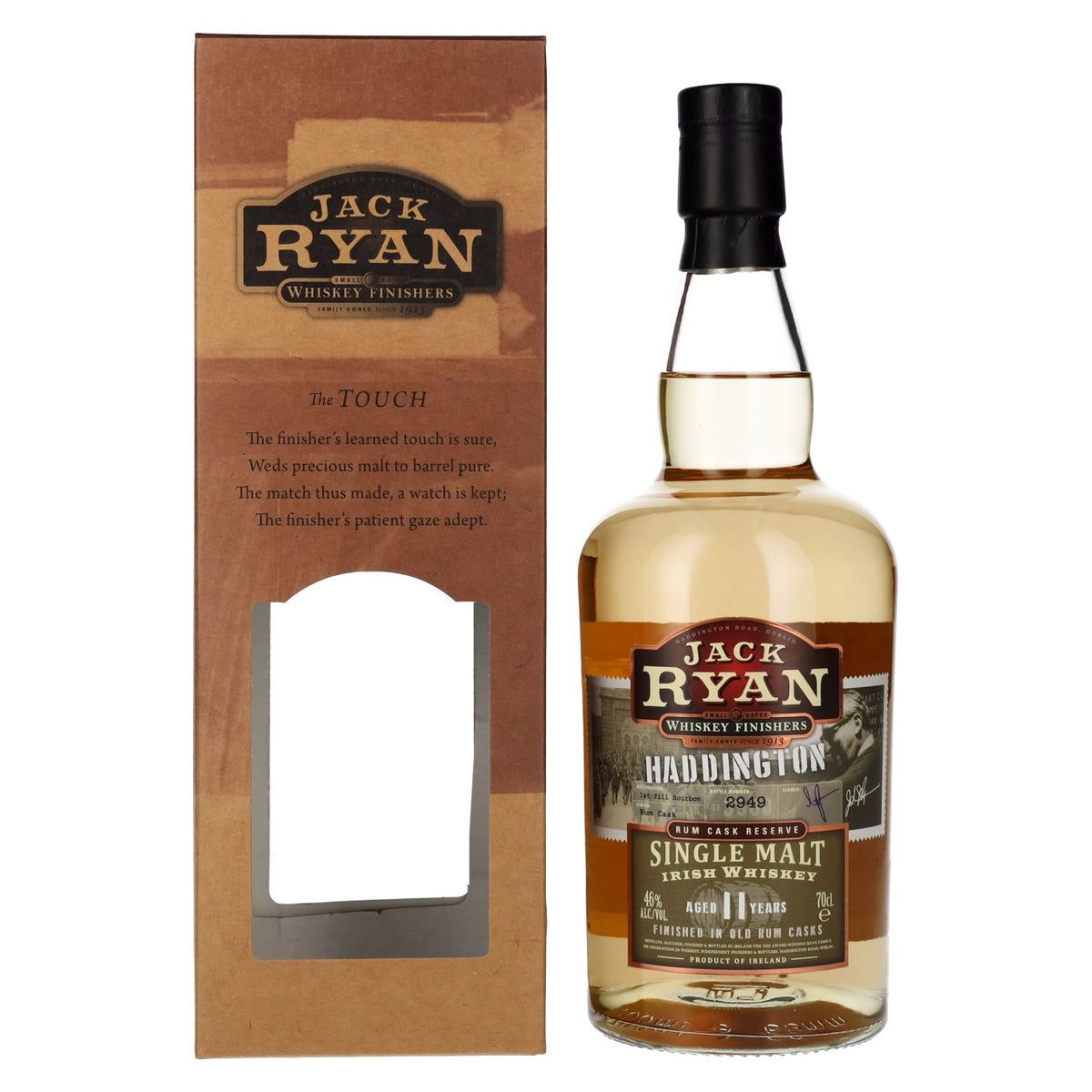 Jack Ryan HADDINGTON 11 Years Old Single Malt Irish Whiskey Rum Cask Reserve 46% Vol. 0.7l in Gift Box