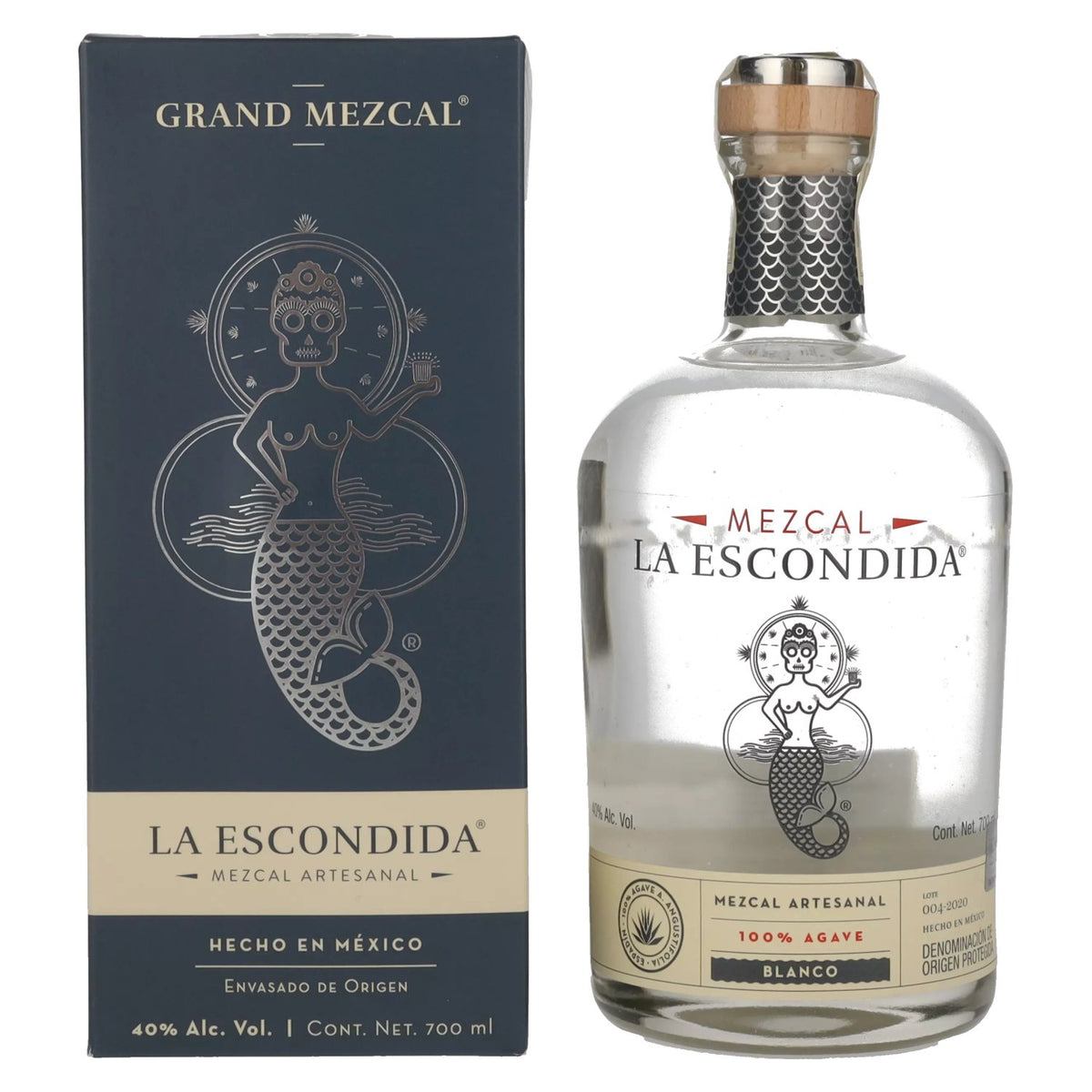 La Escondida Mezcal Artesanal Blanco 40% Vol. 0.7l in Gift Box