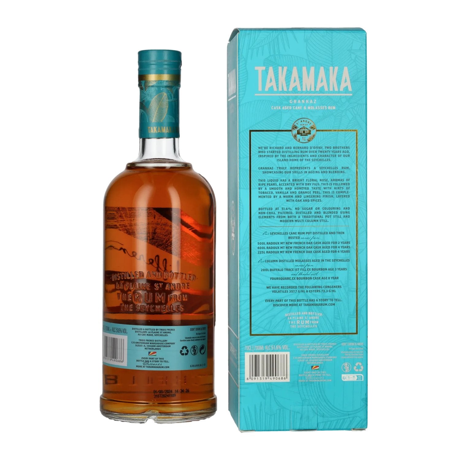 Takamaka GRANKAZ Rum Batch 3 Vintage 2024 51.6% Vol. 0.7L in gift box