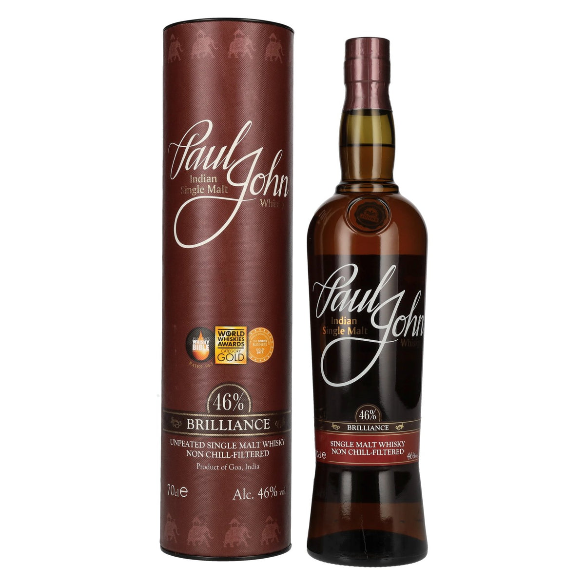Paul John BRILLIANCE Indian Single Malt Whisky 46% Vol. 0.7L in gift box