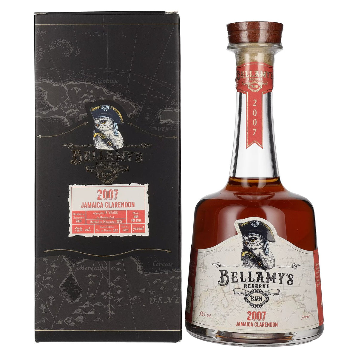 Bellamy’s Reserve Rum Jamaica Clarendon 2007 52% ABV 0.7l in a gift box