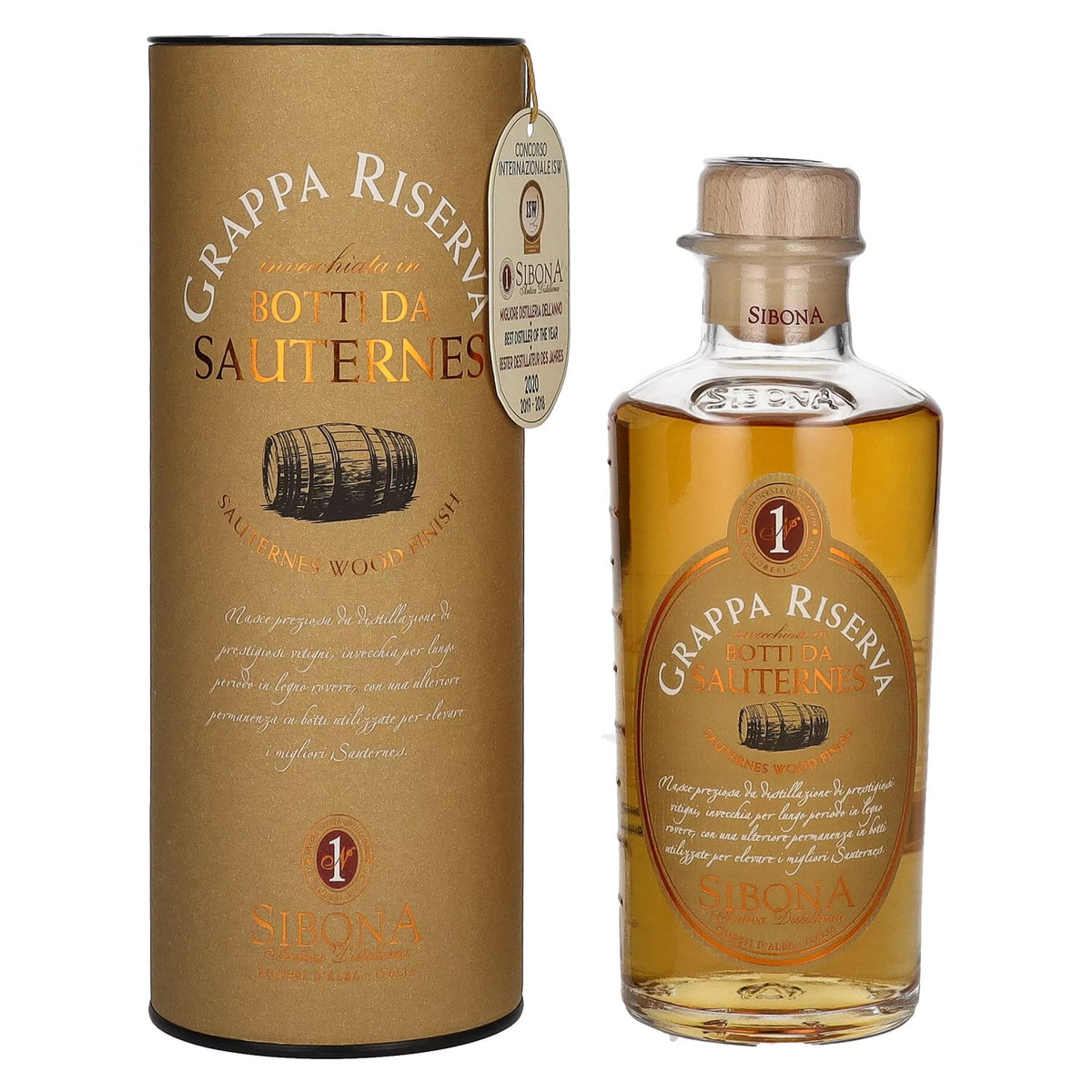 Sibona GRAPPA RISERVA Botti da SAUTERNES 44% Vol. 0.5l in Gift Box